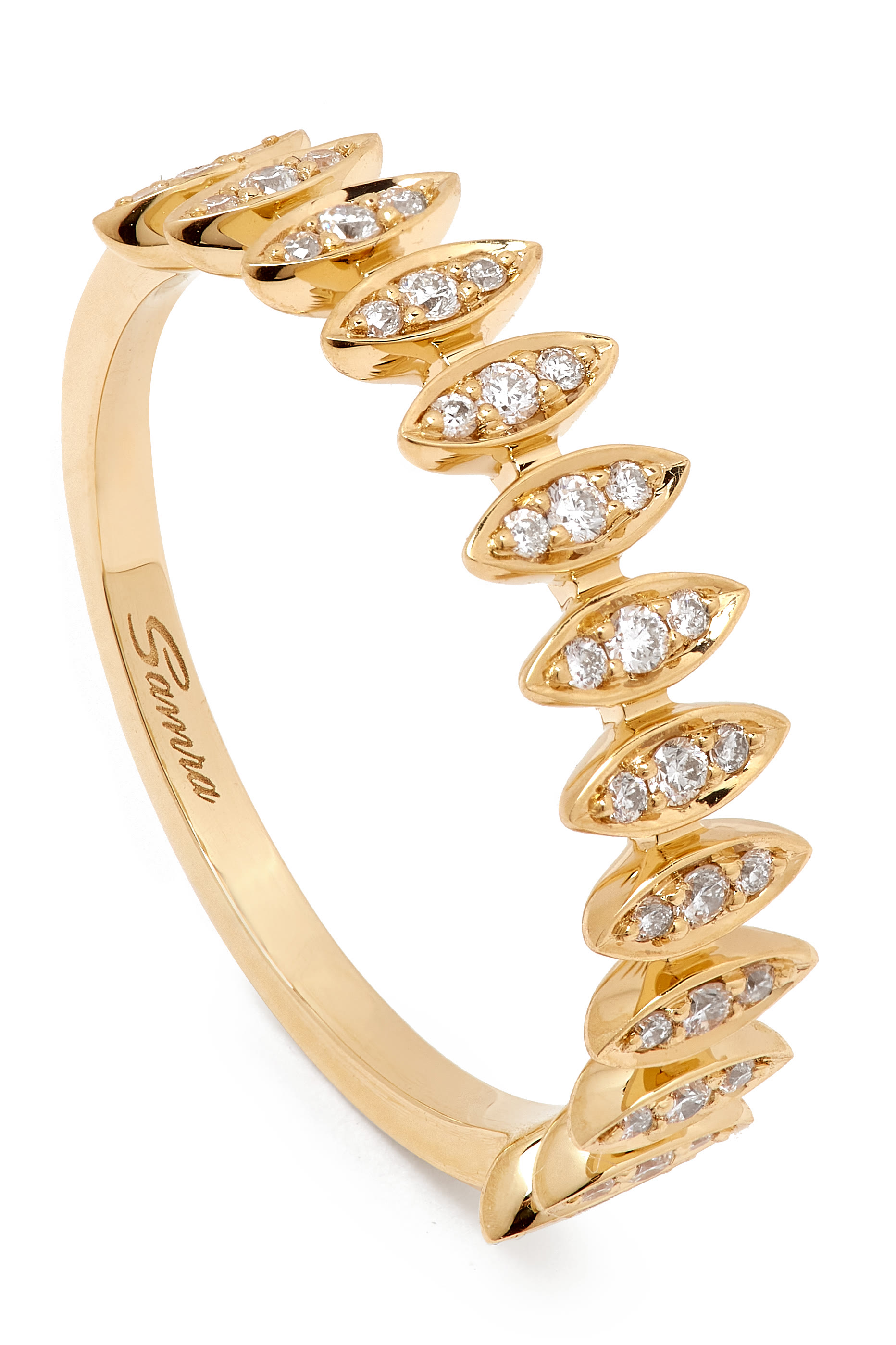  Barq Marquise Small Ring, 18K Yellow Gold & Diamonds