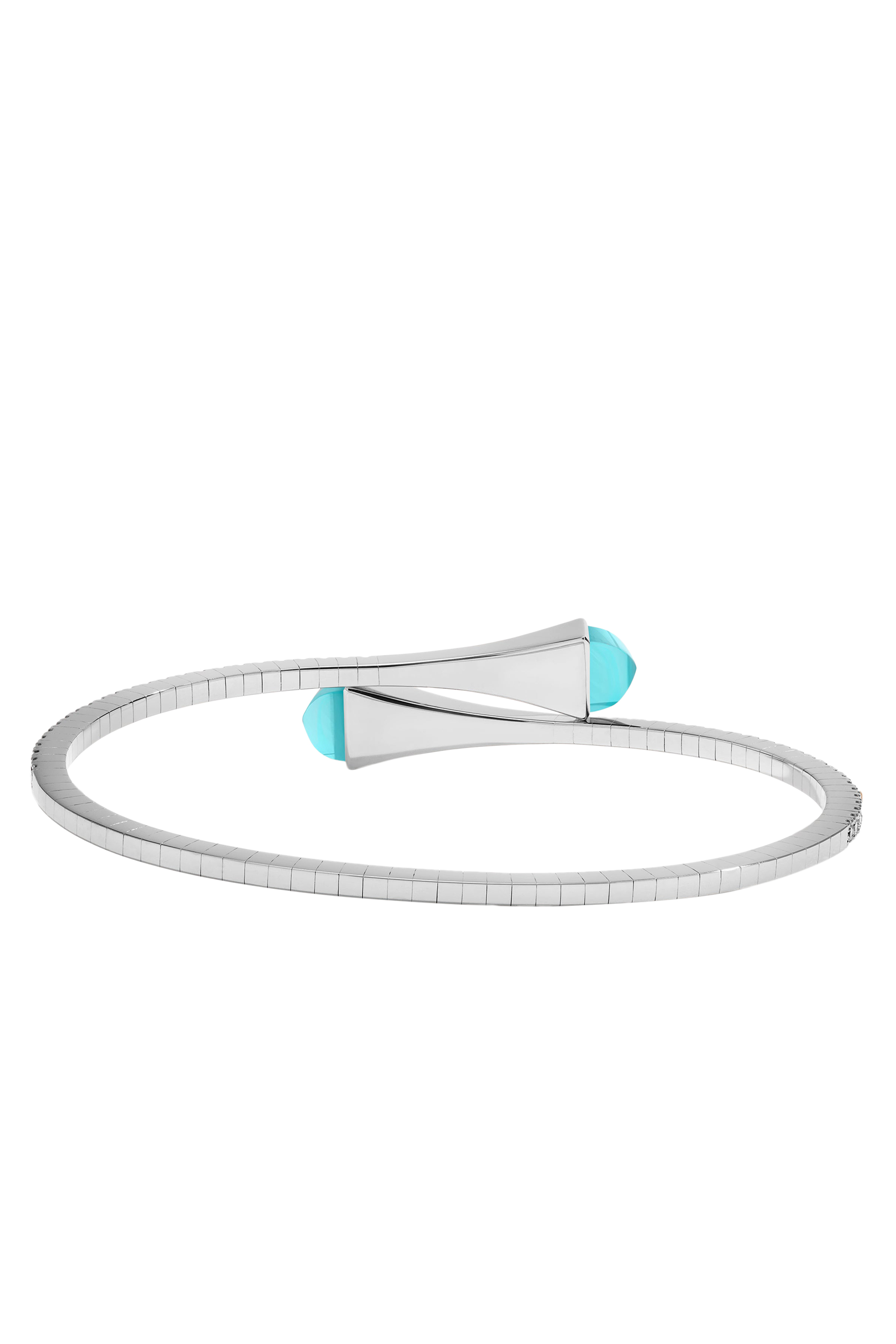 Cleo Midi Slip-On Bracelet, 18k White Gold with Diamonds & Blue Chalcedony