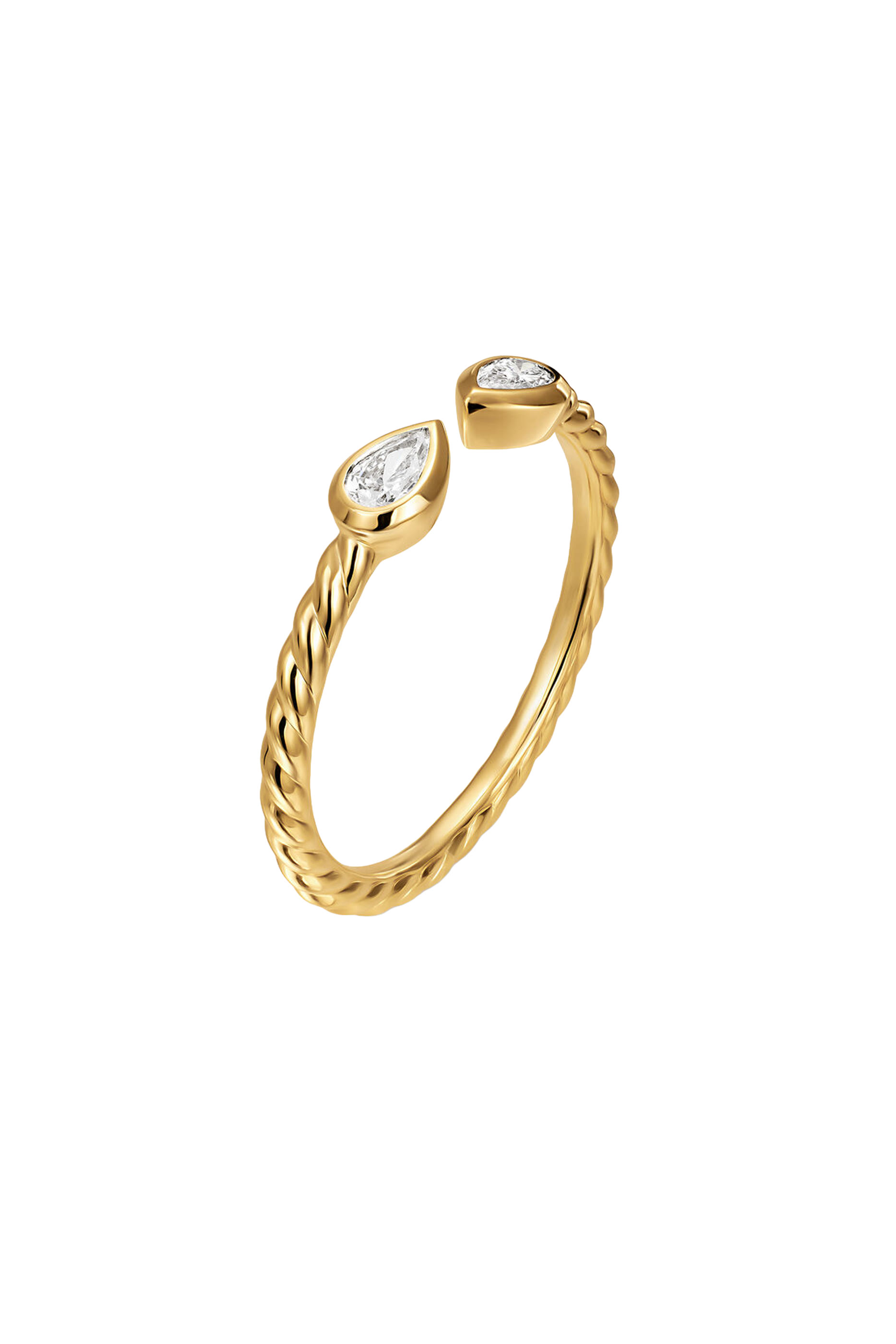 Petite Modern Renaissance® Open Pear Ring, 18K Yellow Gold & Diamonds
