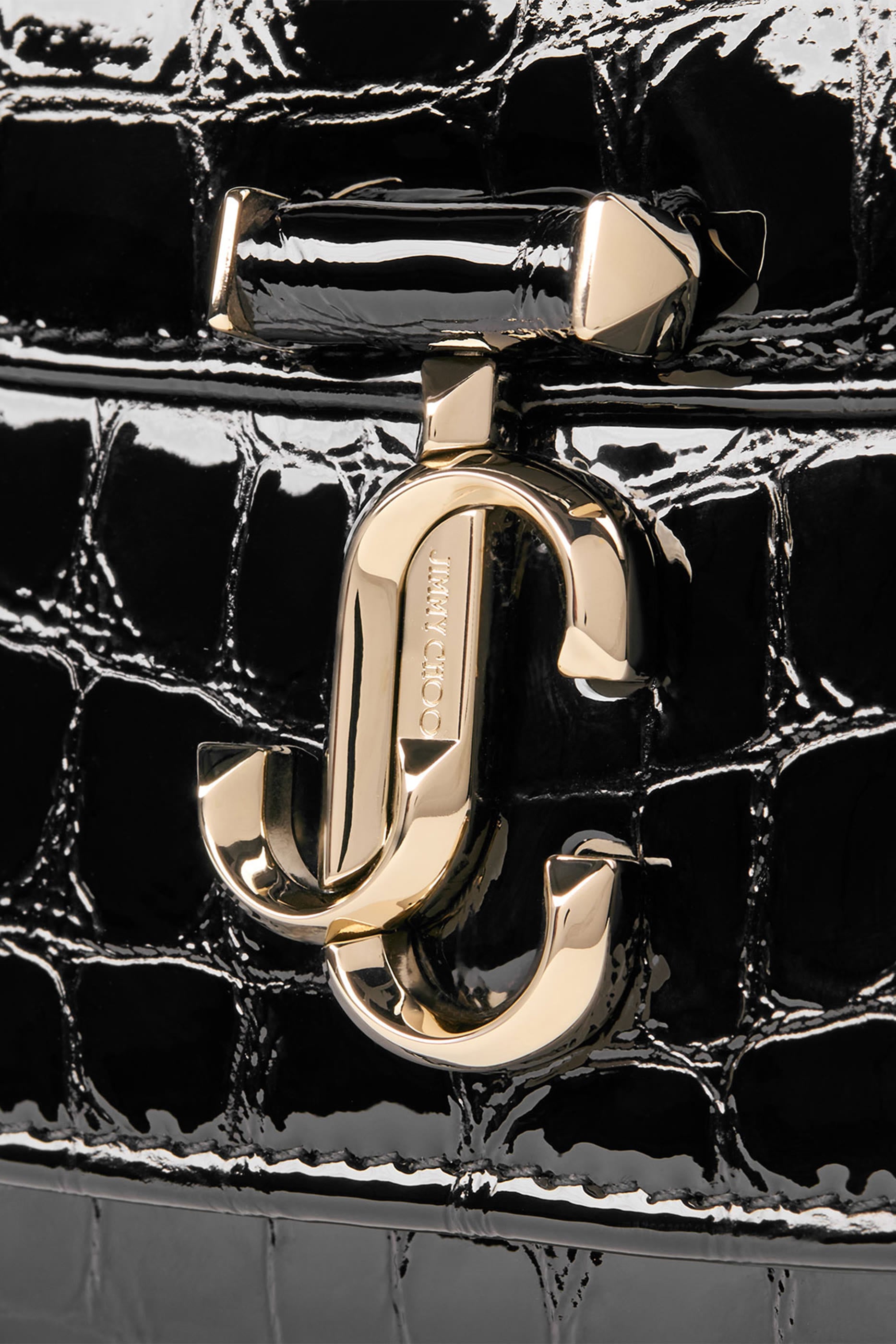 Croc-Embossed Curve Clutch Bag