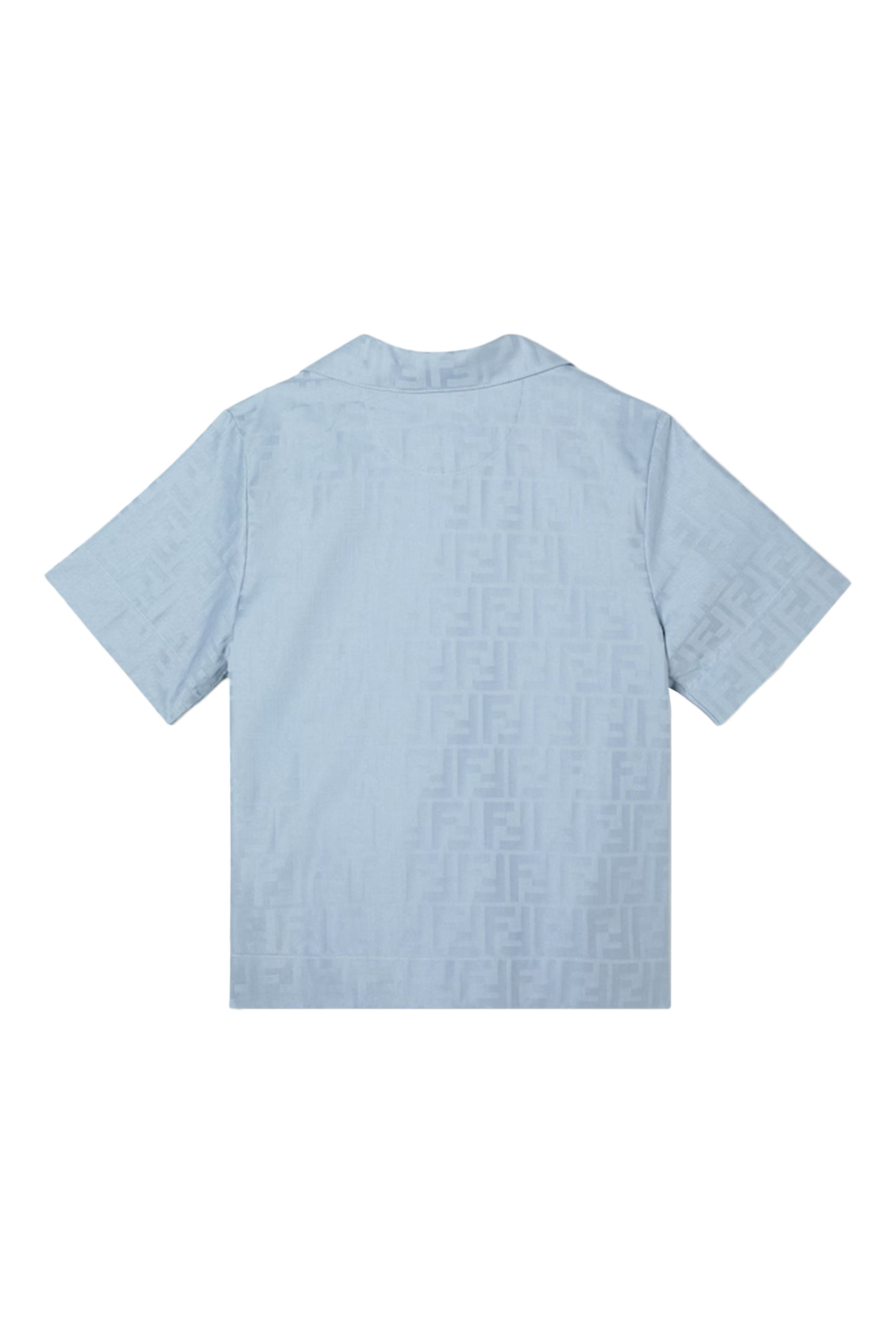 Kids Jacquard Cotton Shirt with Tone-on-Tone Logo