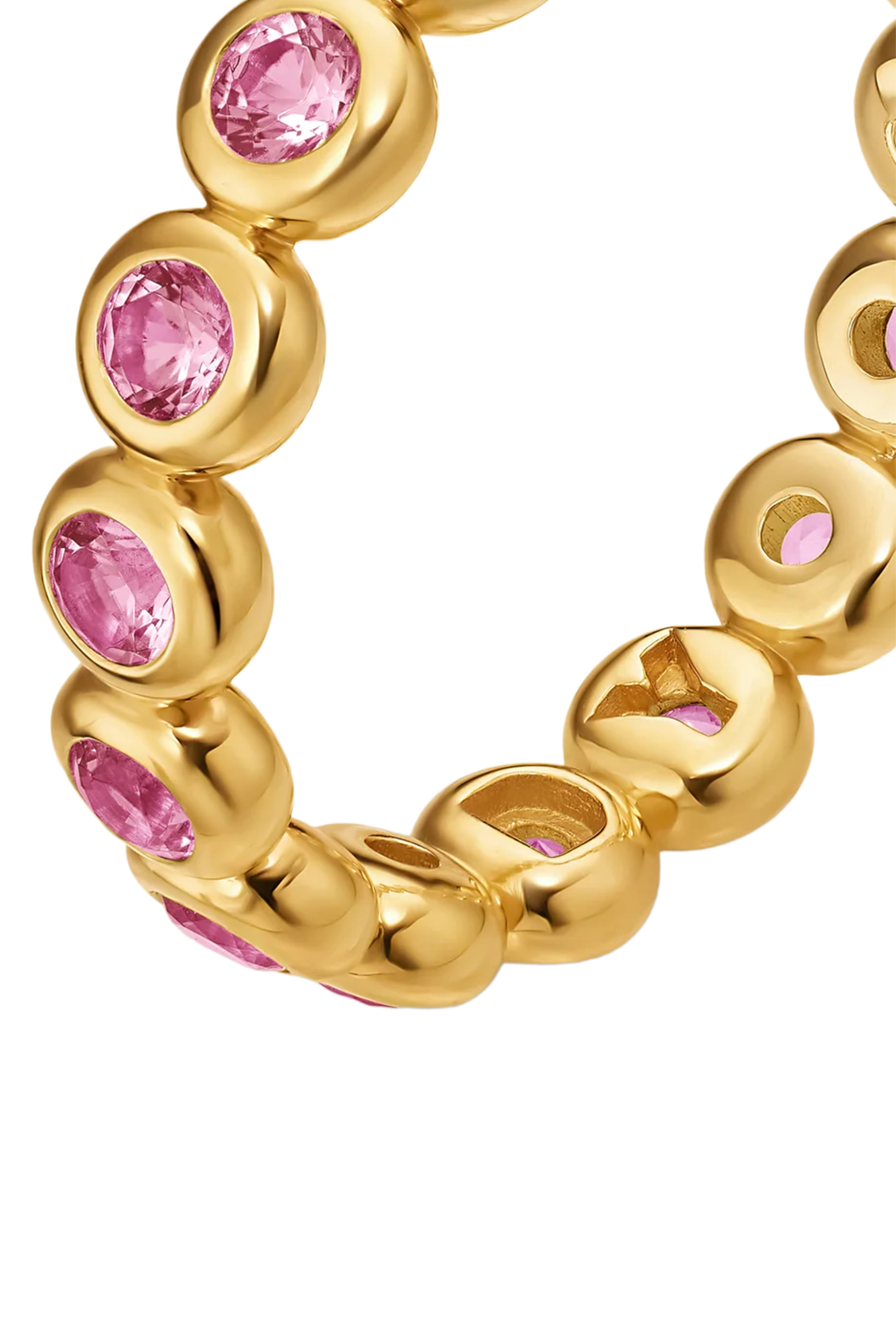 Bezel Set Band Ring, 18K Yellow Gold with Pink Tourmalines
