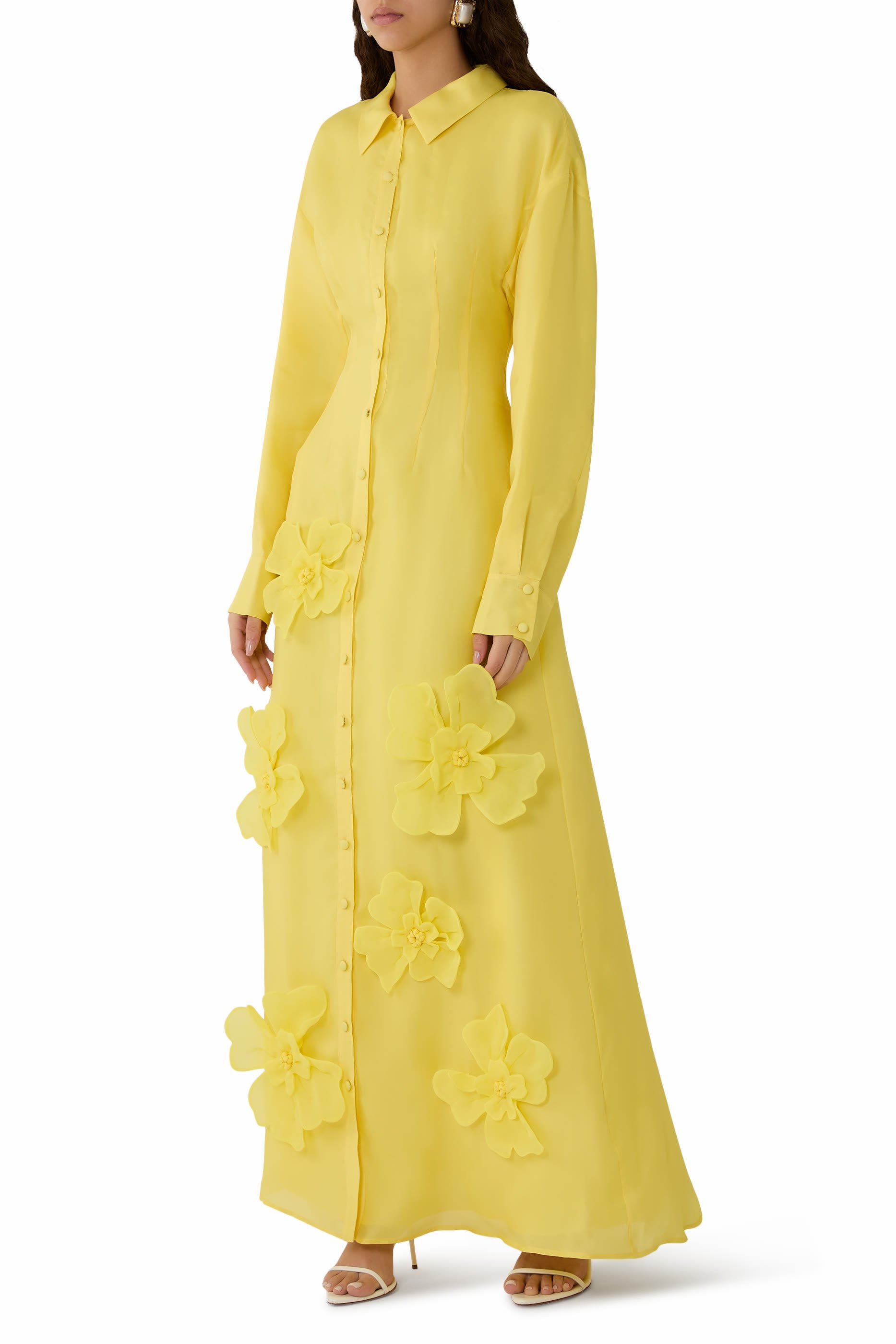  Jeanette Silk Floral Appliqu&eacute; Maxi Dress