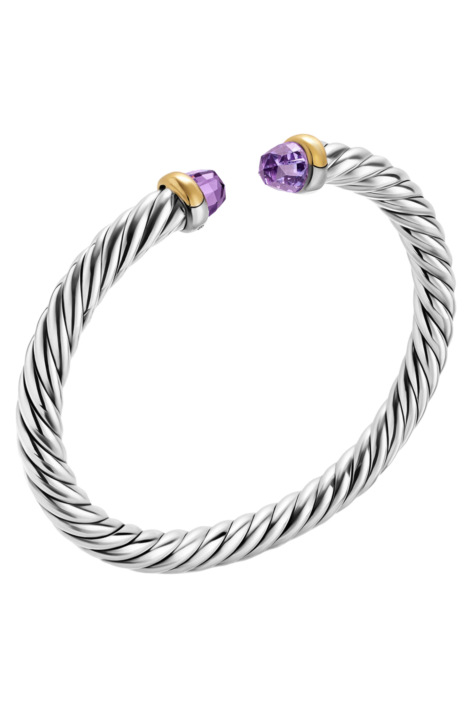Cable Flex® Bracelet, Sterling Silver, 14K Yellow Gold & Amethyst