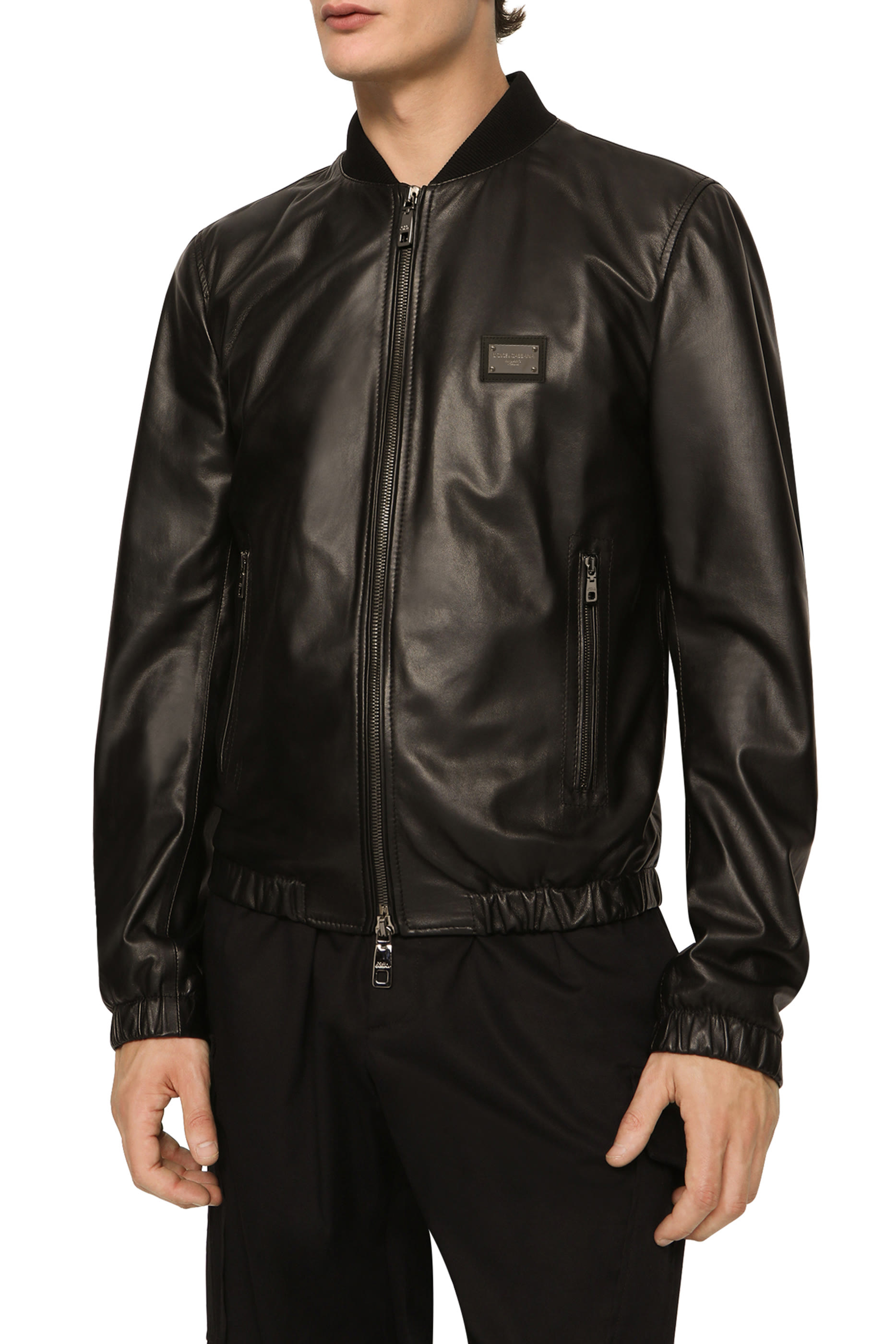 Leather Jacket with Branded Tag