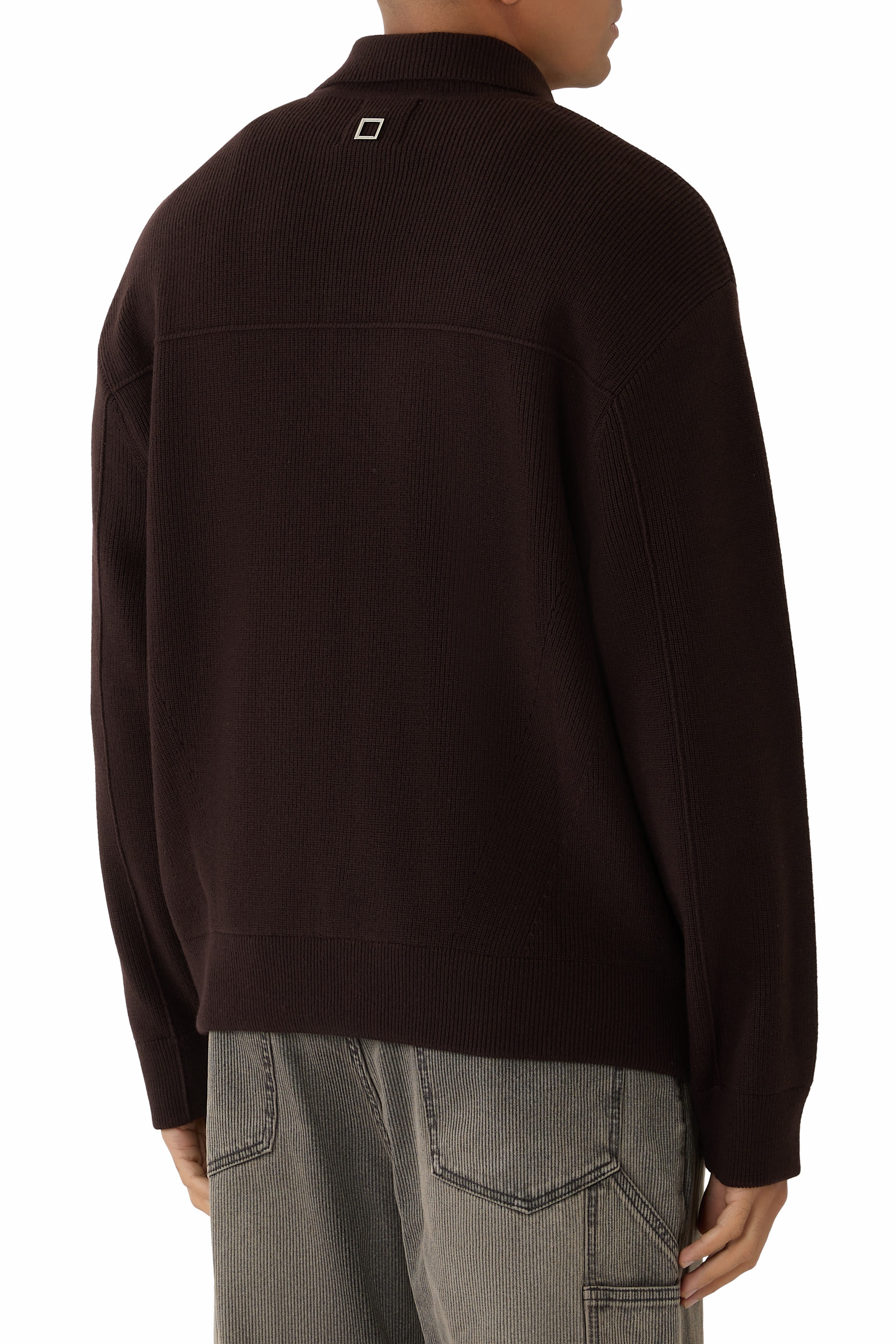 Ribbed Wool Polo Sweater