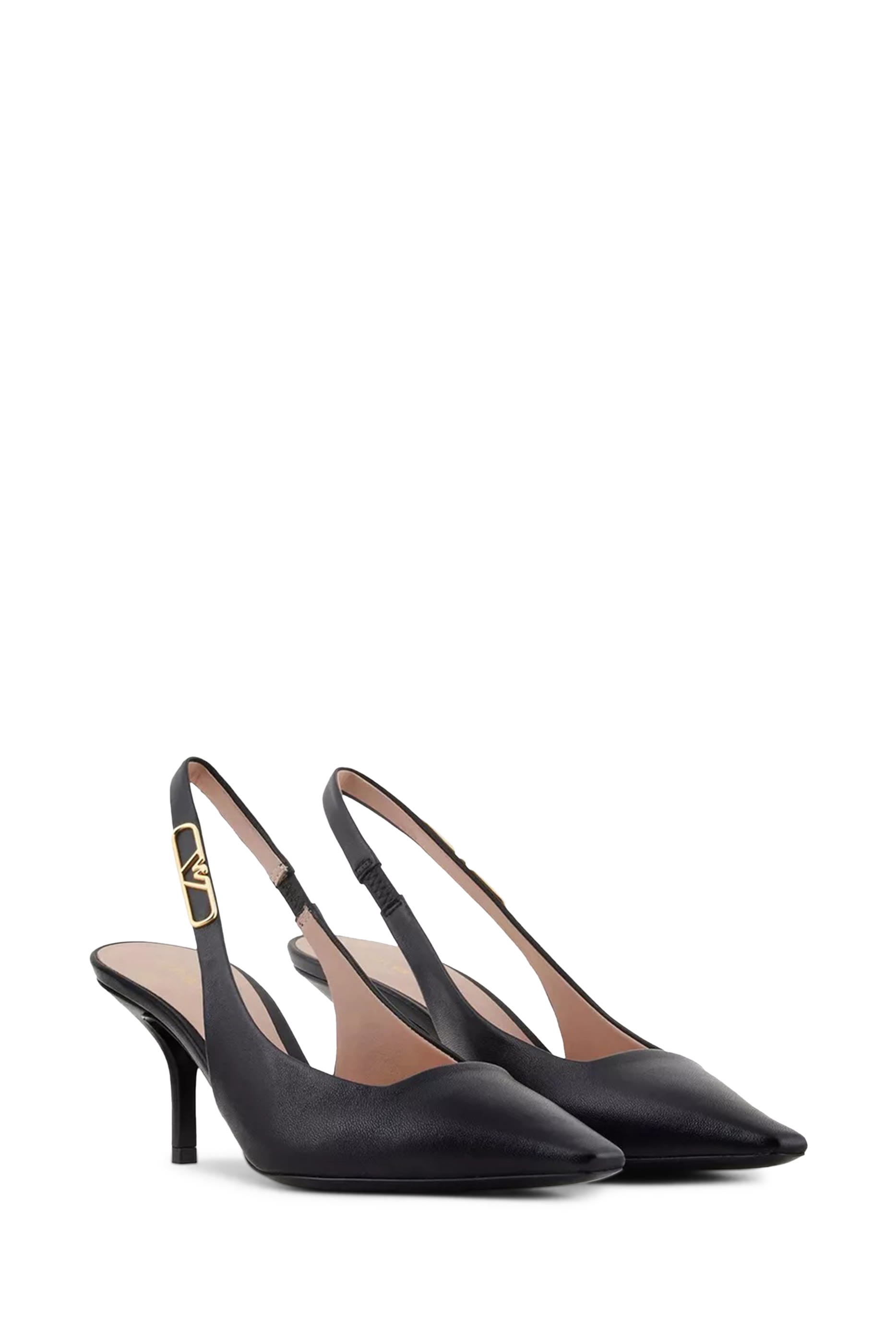 Patent Leather Slingback Court Shoes with Eagle Plate