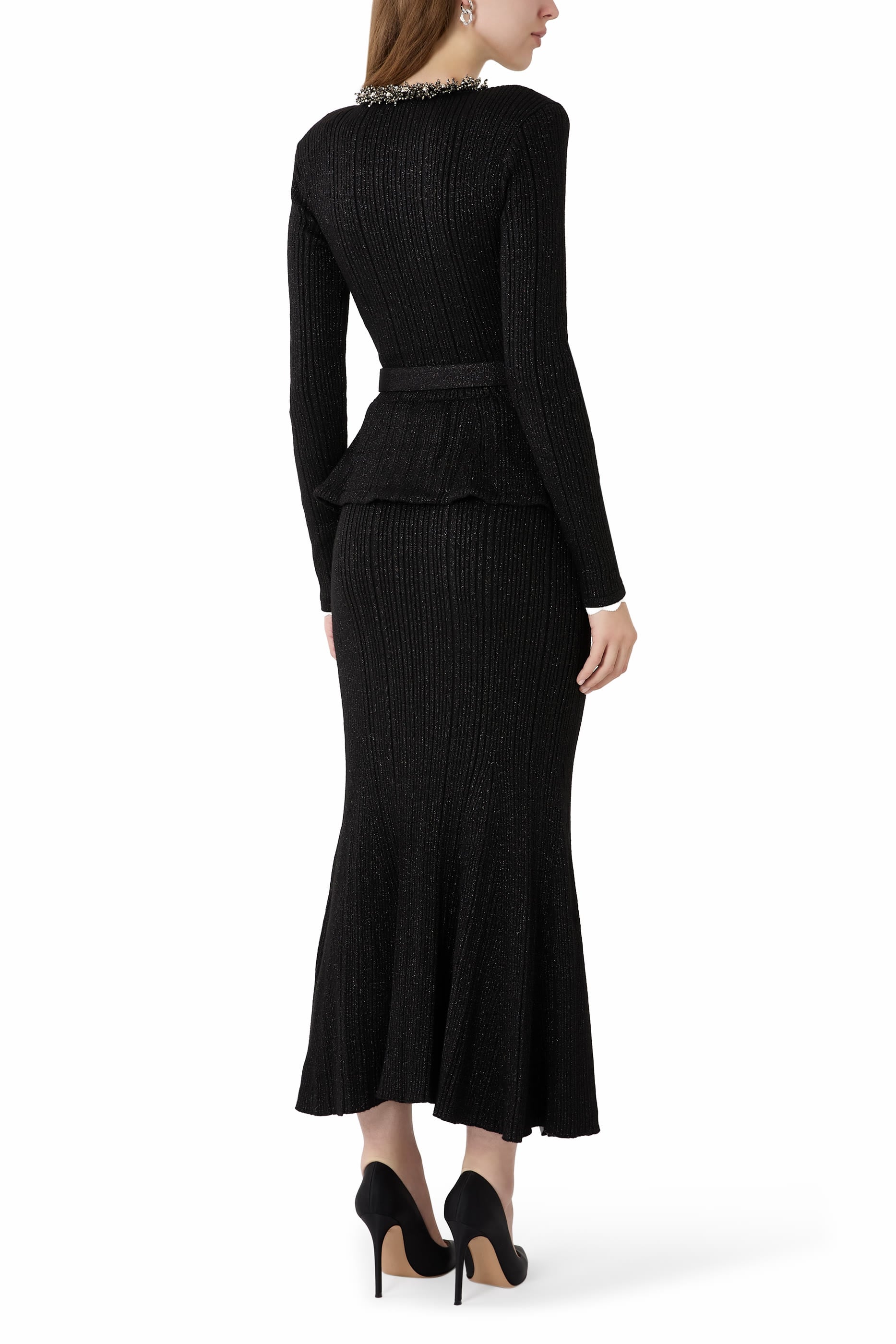 Lurex Rib Knit Midi Dress