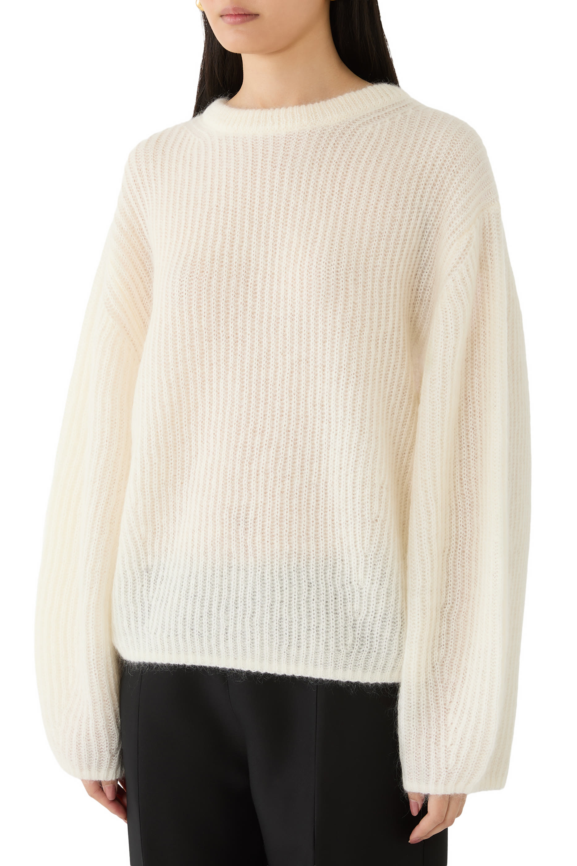 Mohair Blend Rib Knit Sweater