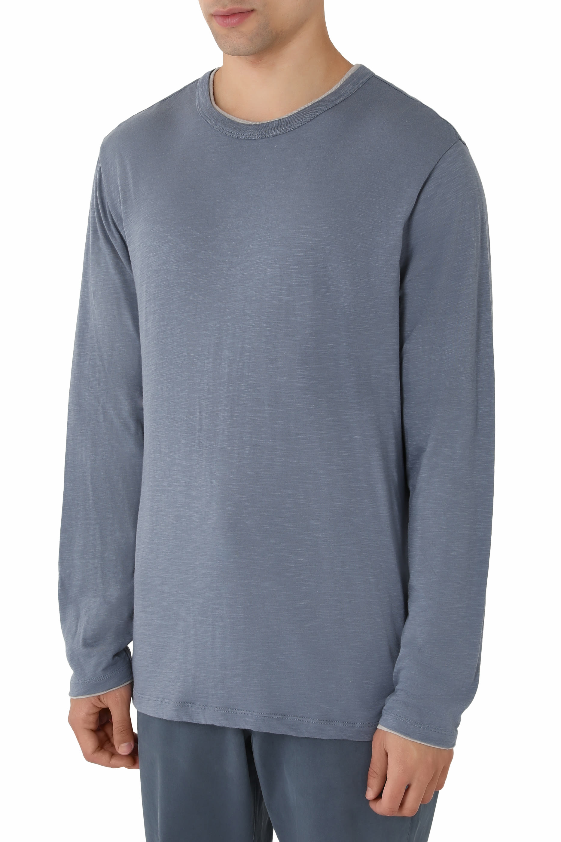  Fine Slub Cotton Double-Layer Crewneck T-Shirt 