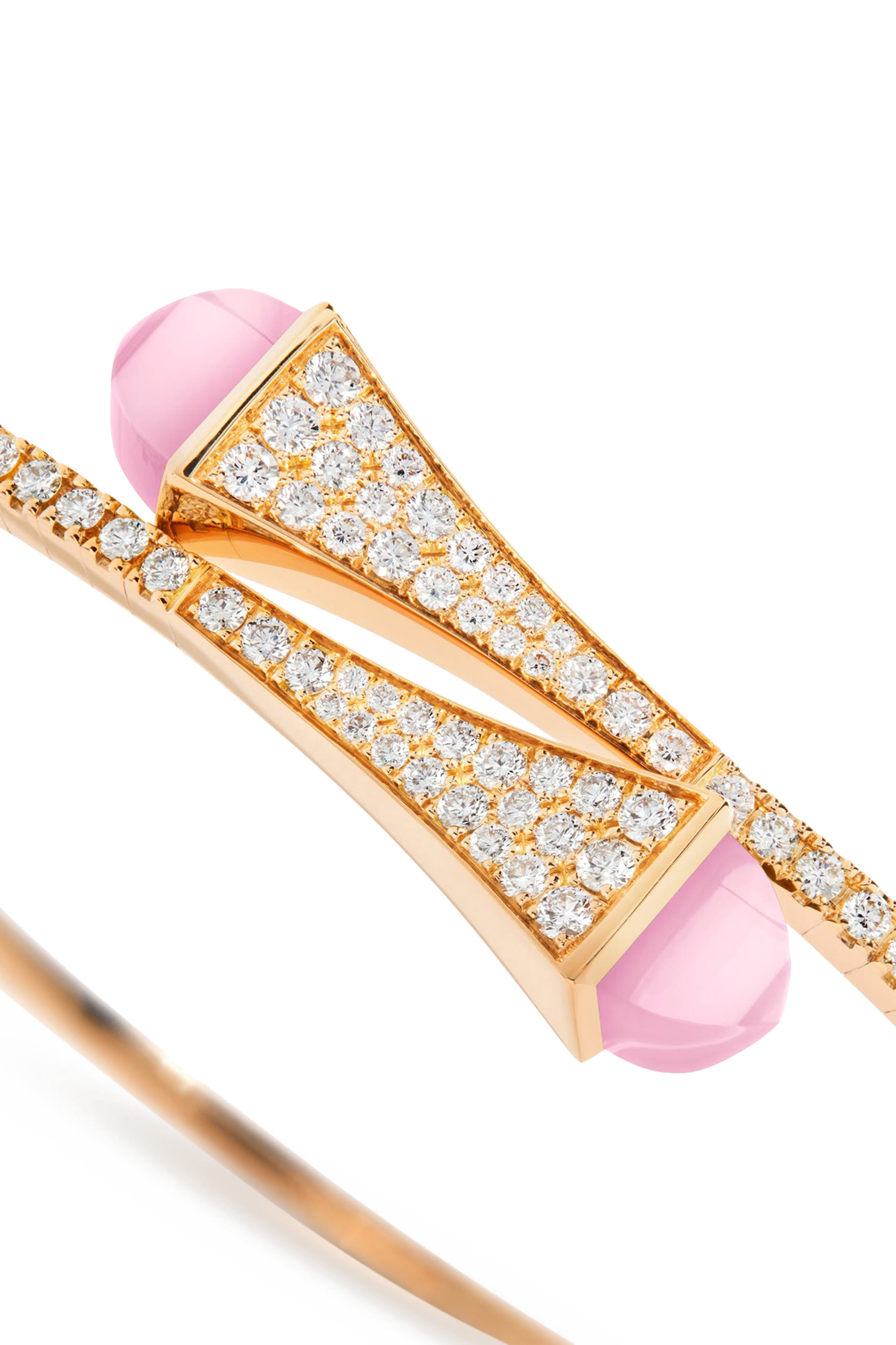 Cleo Diamond Midi Slip-On Bracelet, 18K Rose Gold, Diamonds & Pink Quartzite 