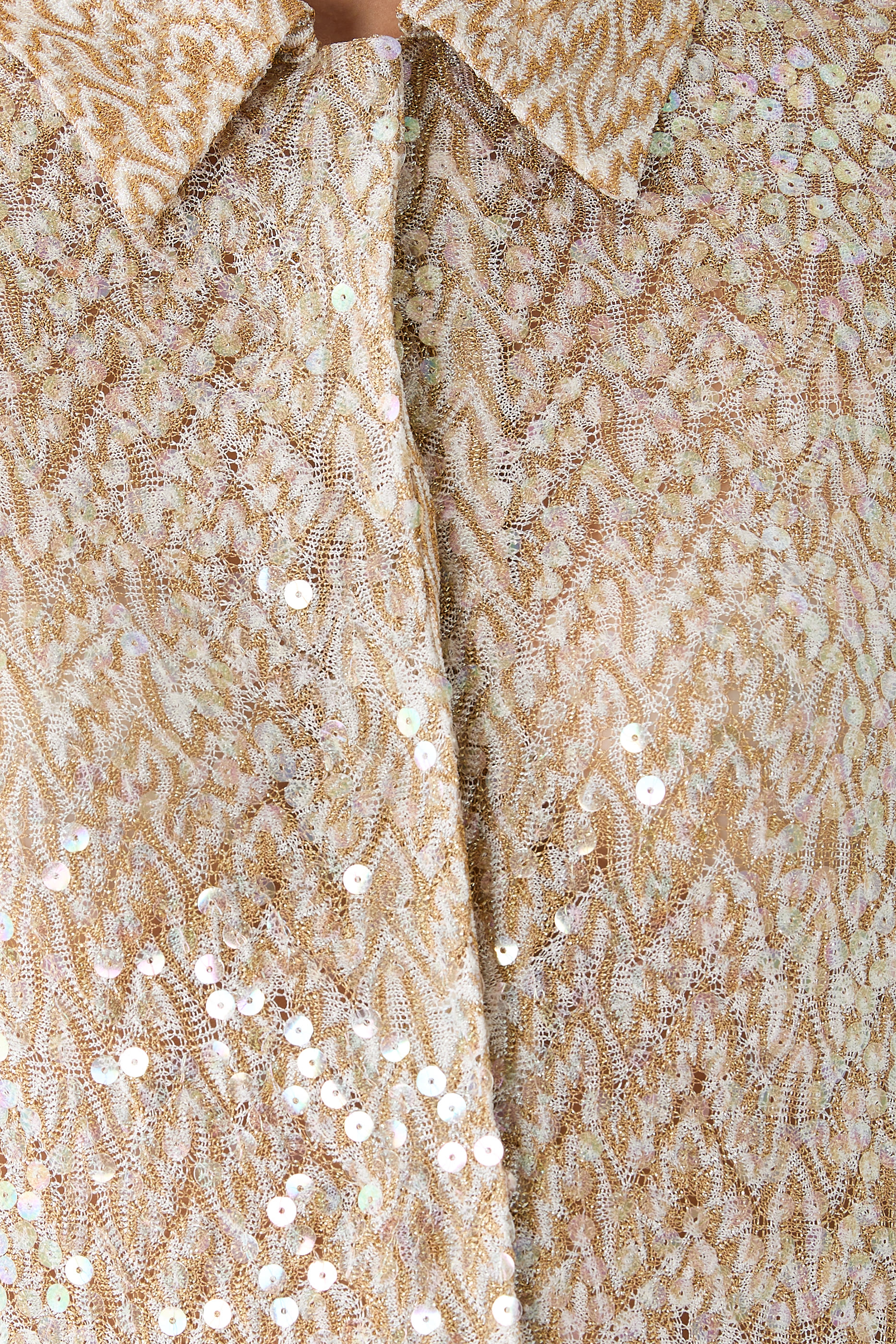  Mare Chevron Lace Sequinned Long Sleeve Shirt