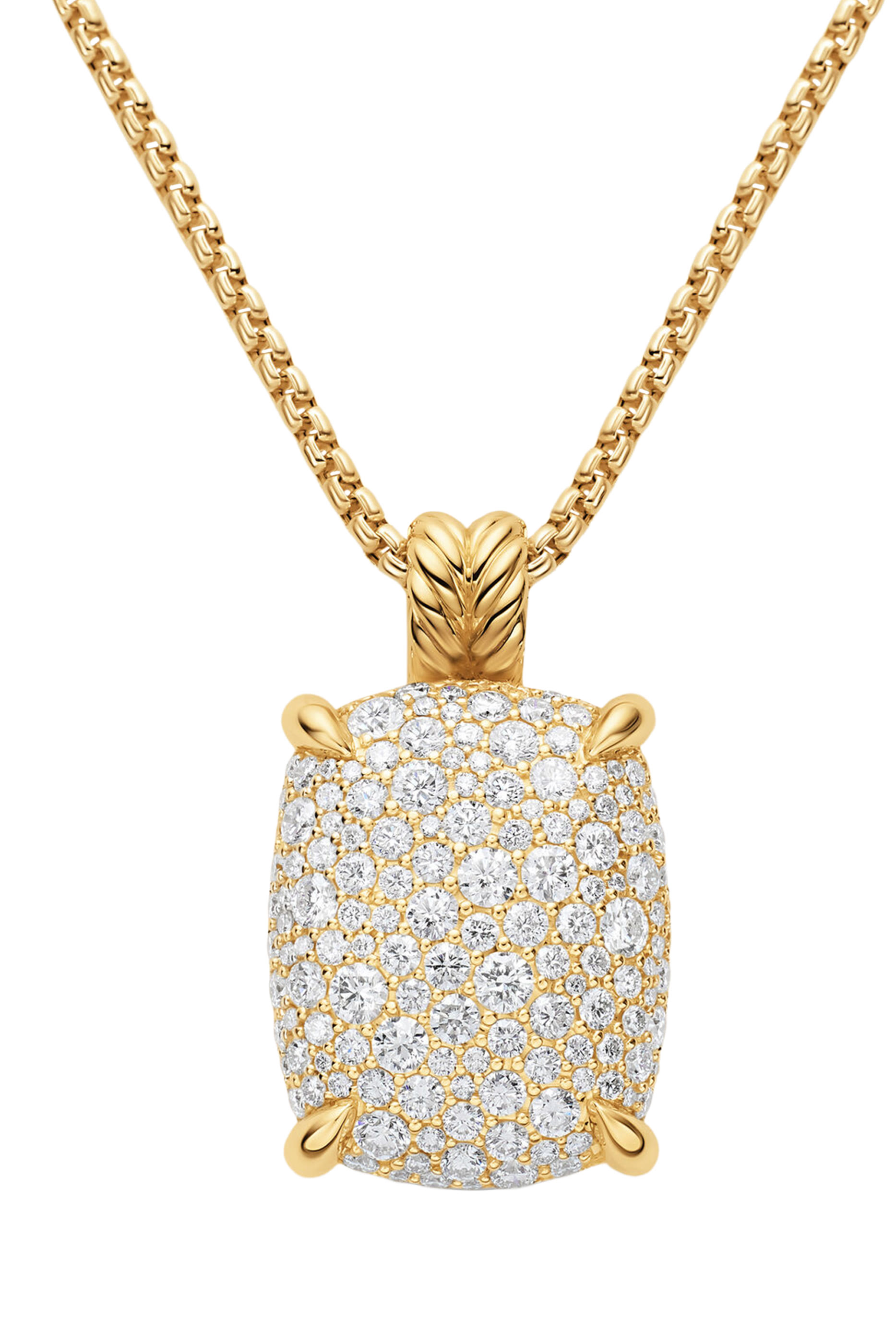 Ch&acirc;telaine&reg; Elongated Pendant Necklace, 18K Yellow Gold & Diamonds