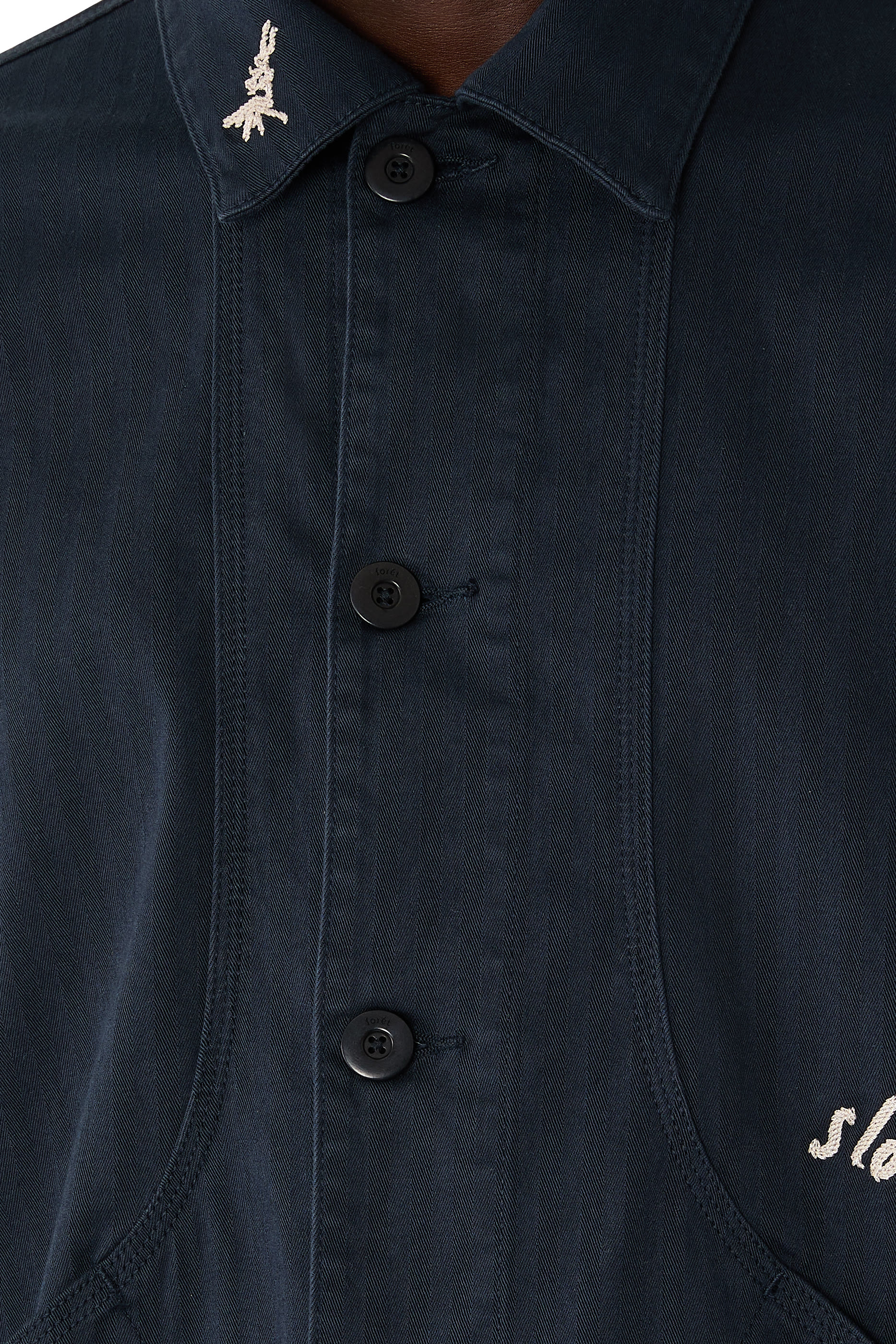 Berry Herringbone Embroidery Overshirt 