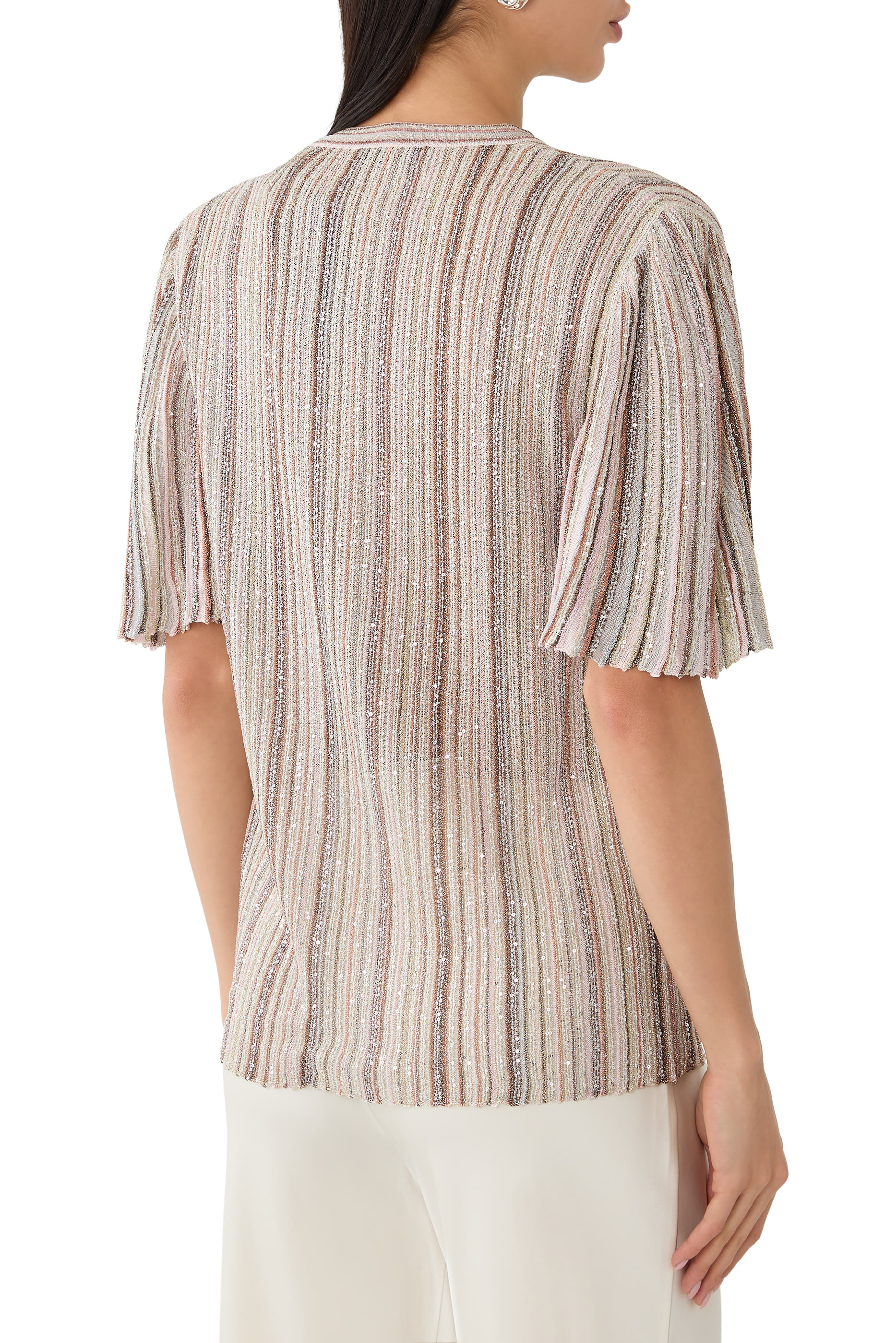 Self-Tie Detail Low V-Neckline Top