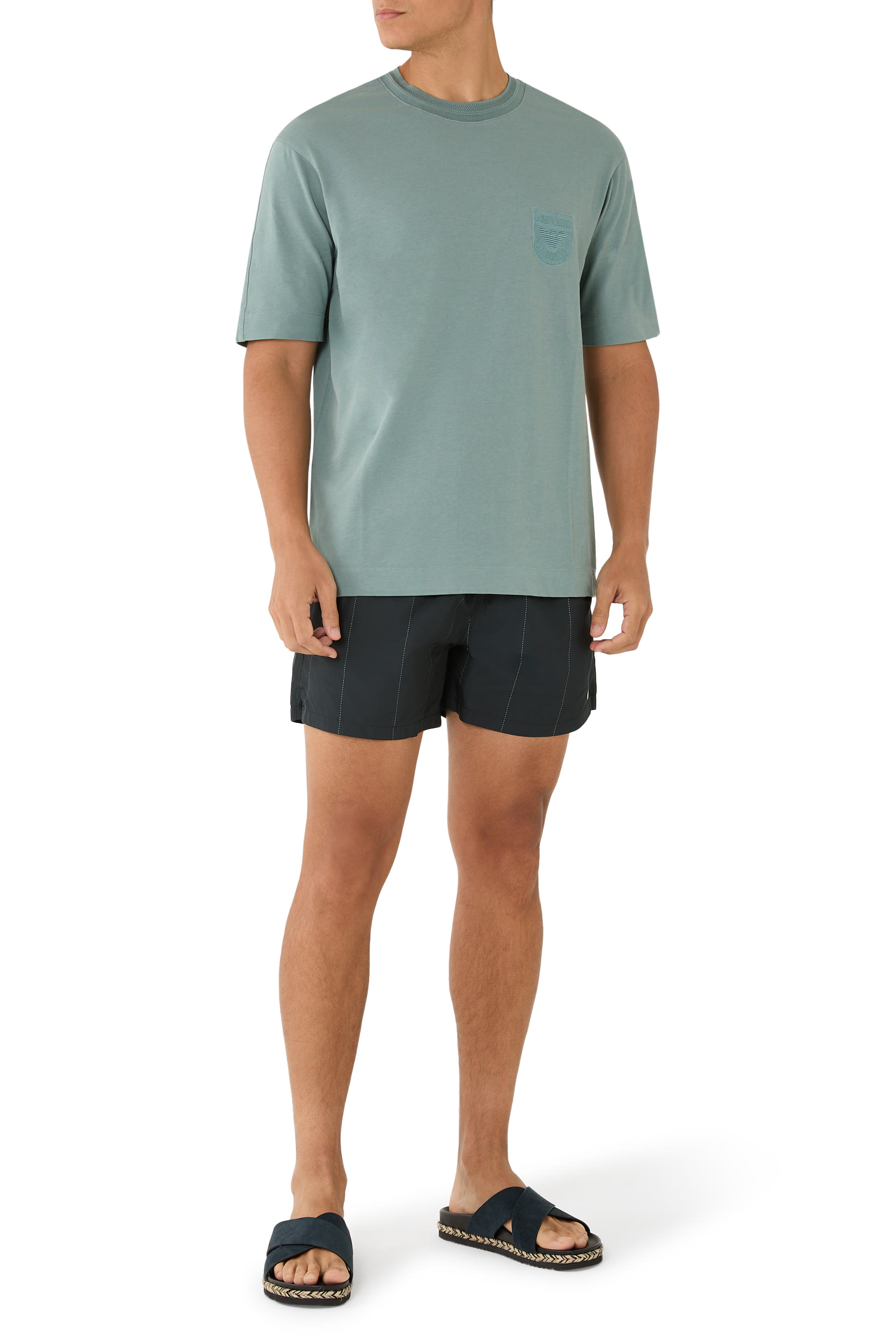 Heavy Jersey T-Shirt with Shield Embroidery
