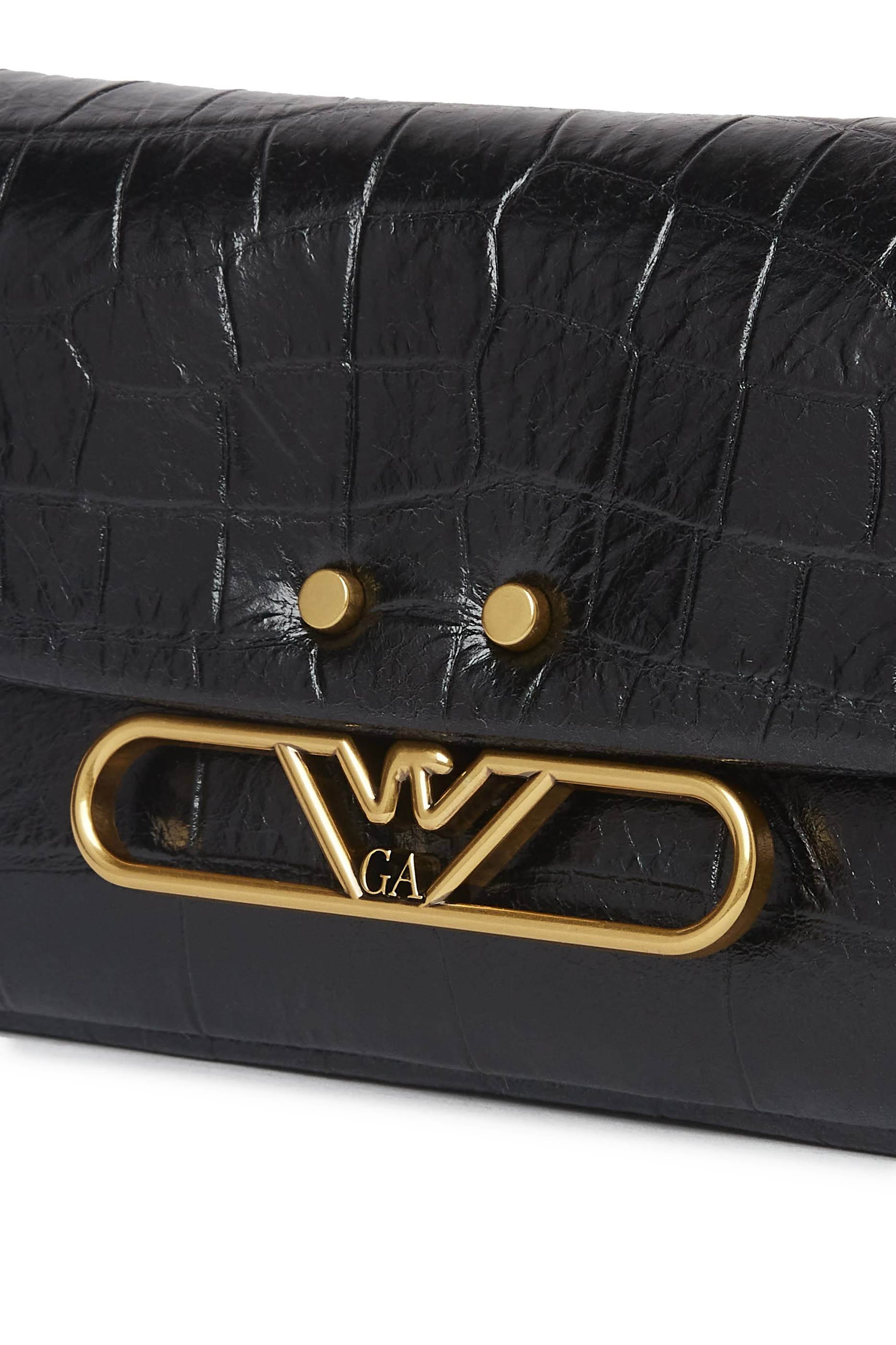  Eagle Logo Crossbody Bag in Croc-Embossed Leather 