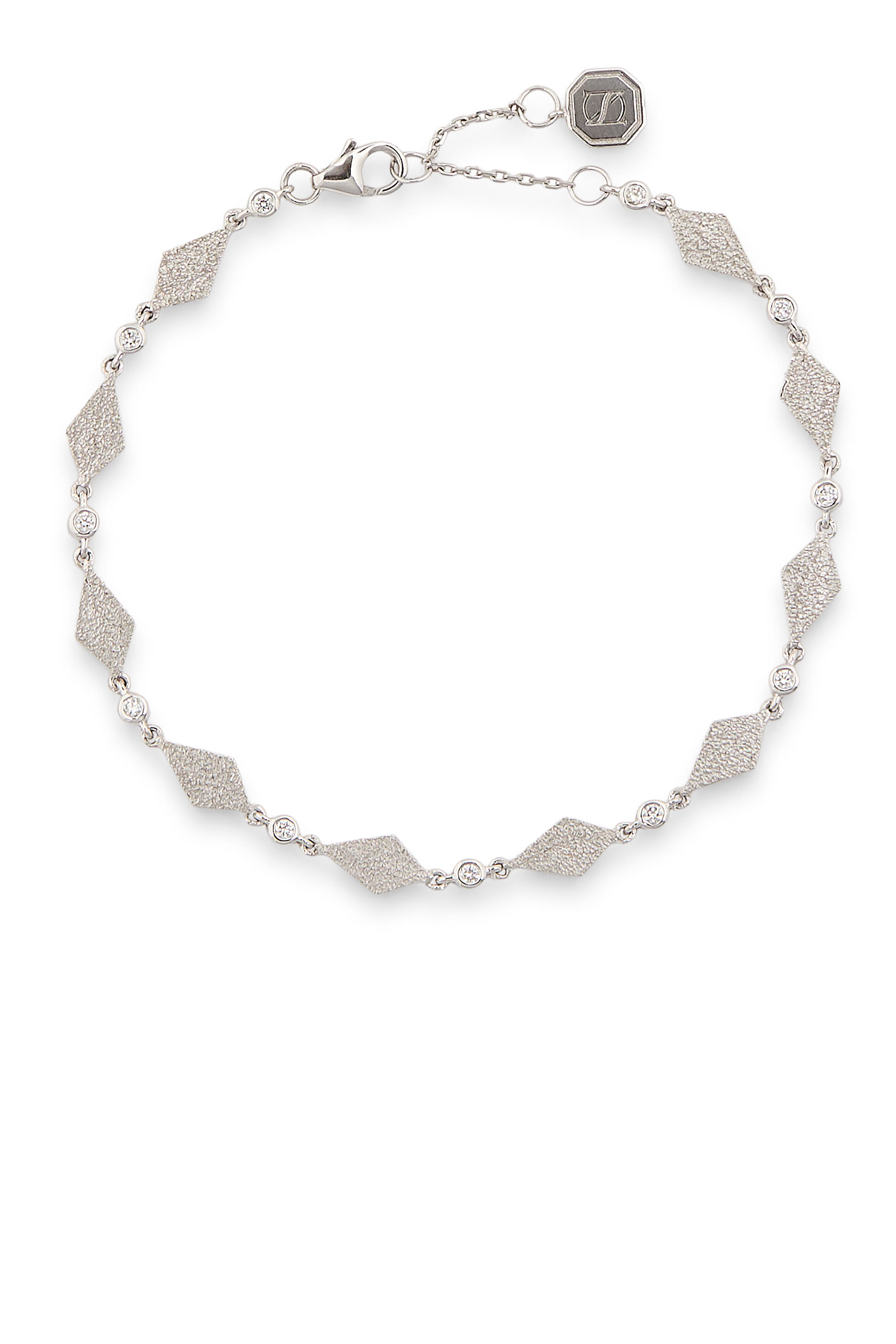 Mosaic Bracelet, 18k White Gold & Enamel, Diamond