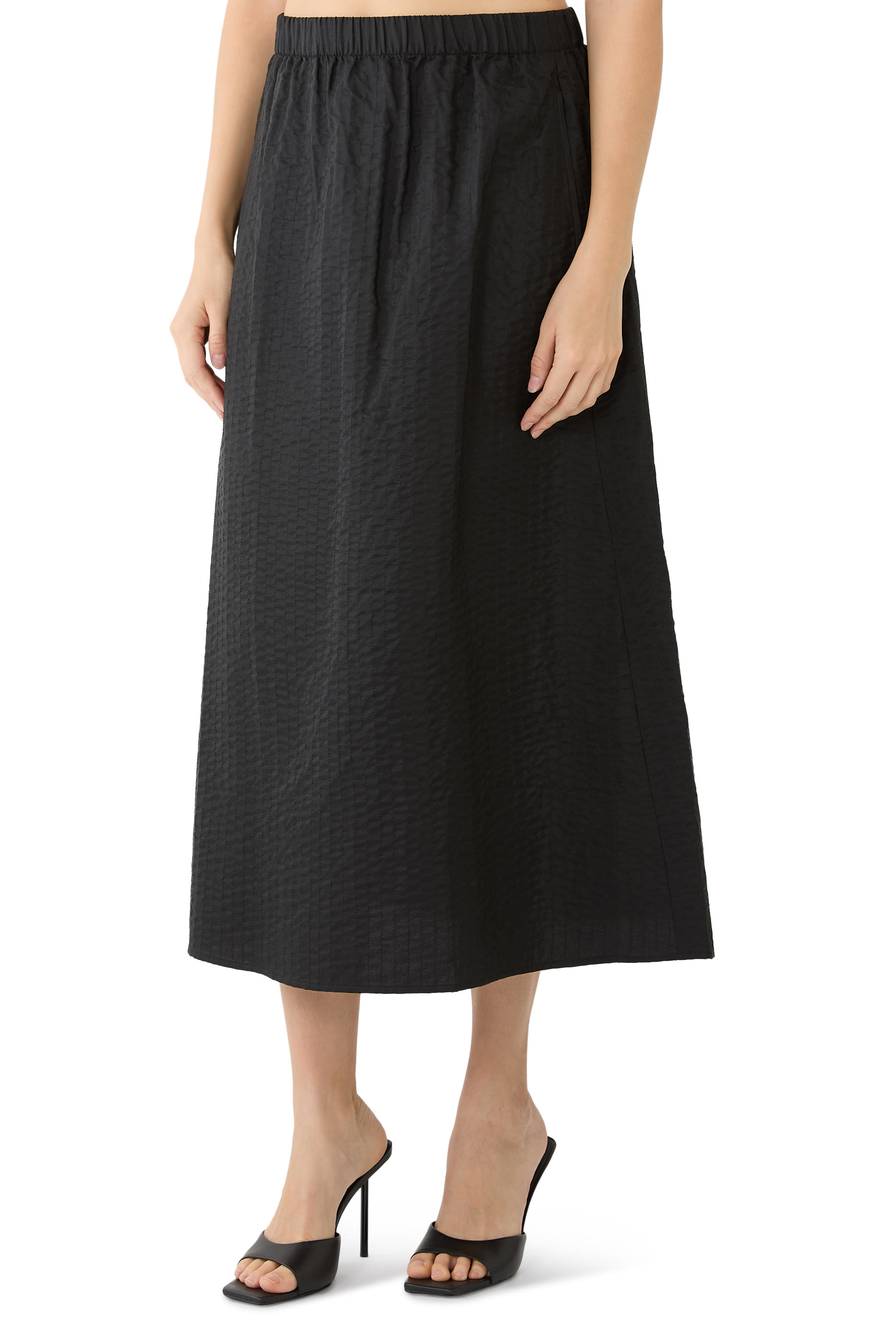 Quilted Silk A-Line Skirt