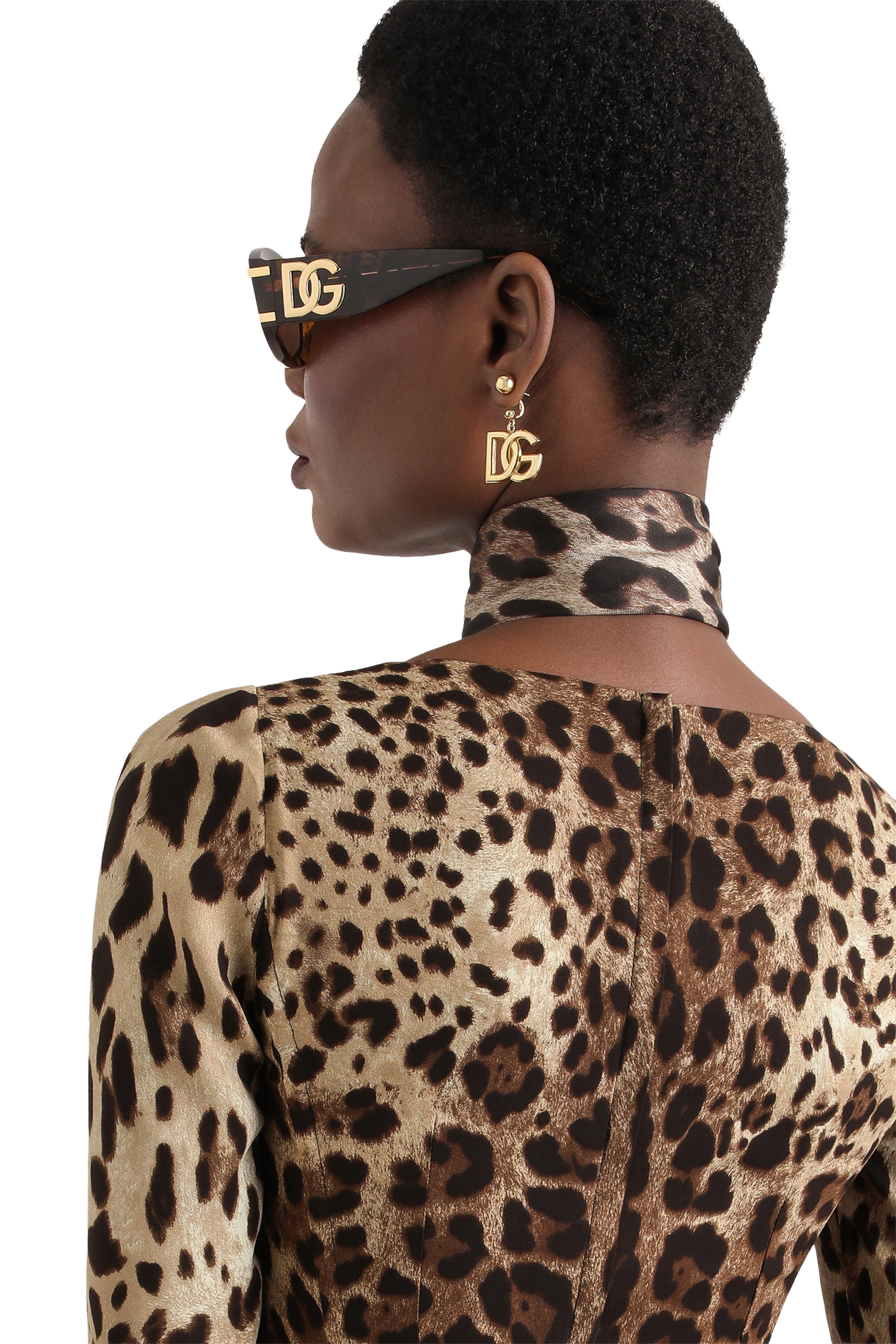 Leopard Print Charmeuse Midi Dress
