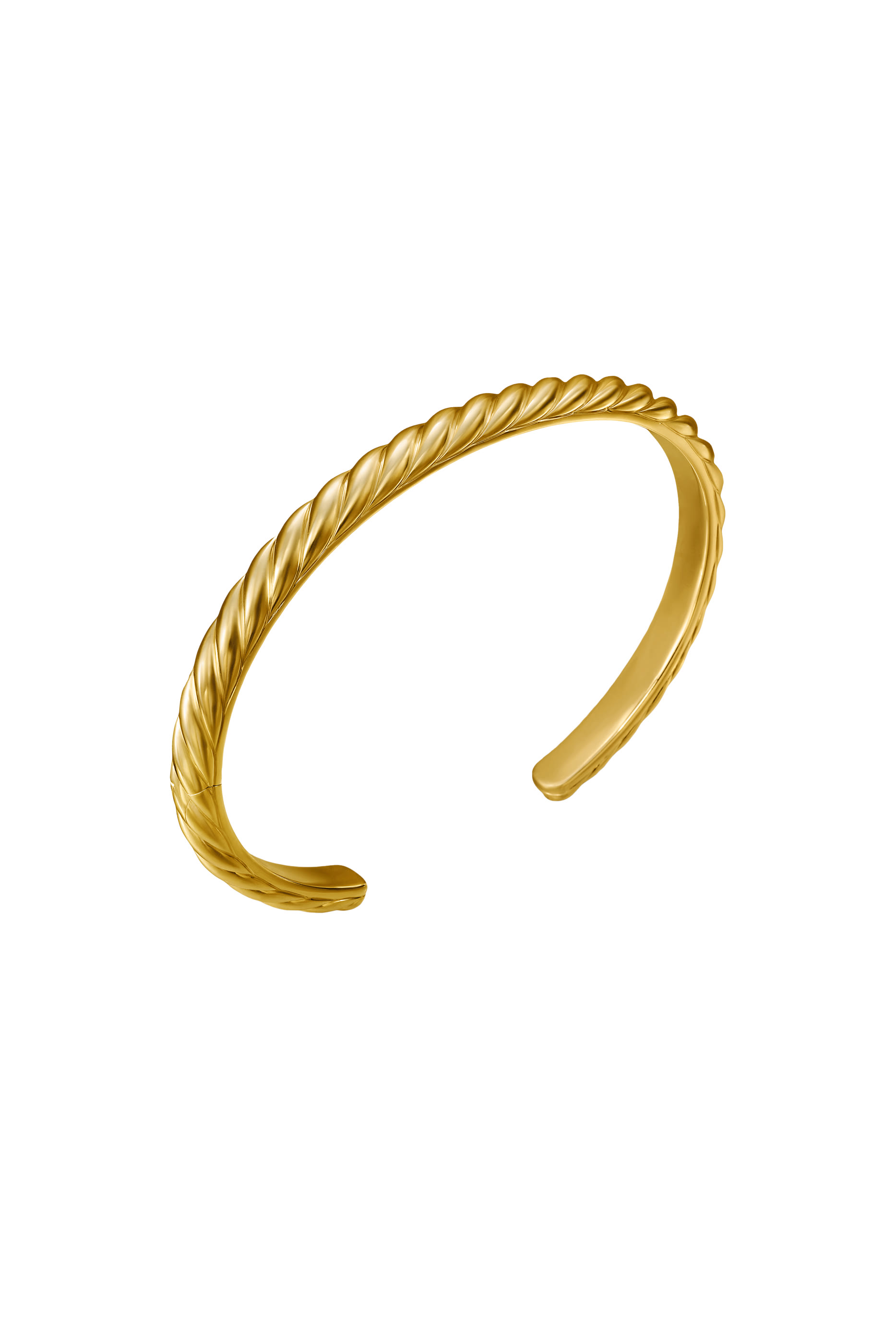 Sculpted Cable Cuff Bracelet , 18K Yellow Gold