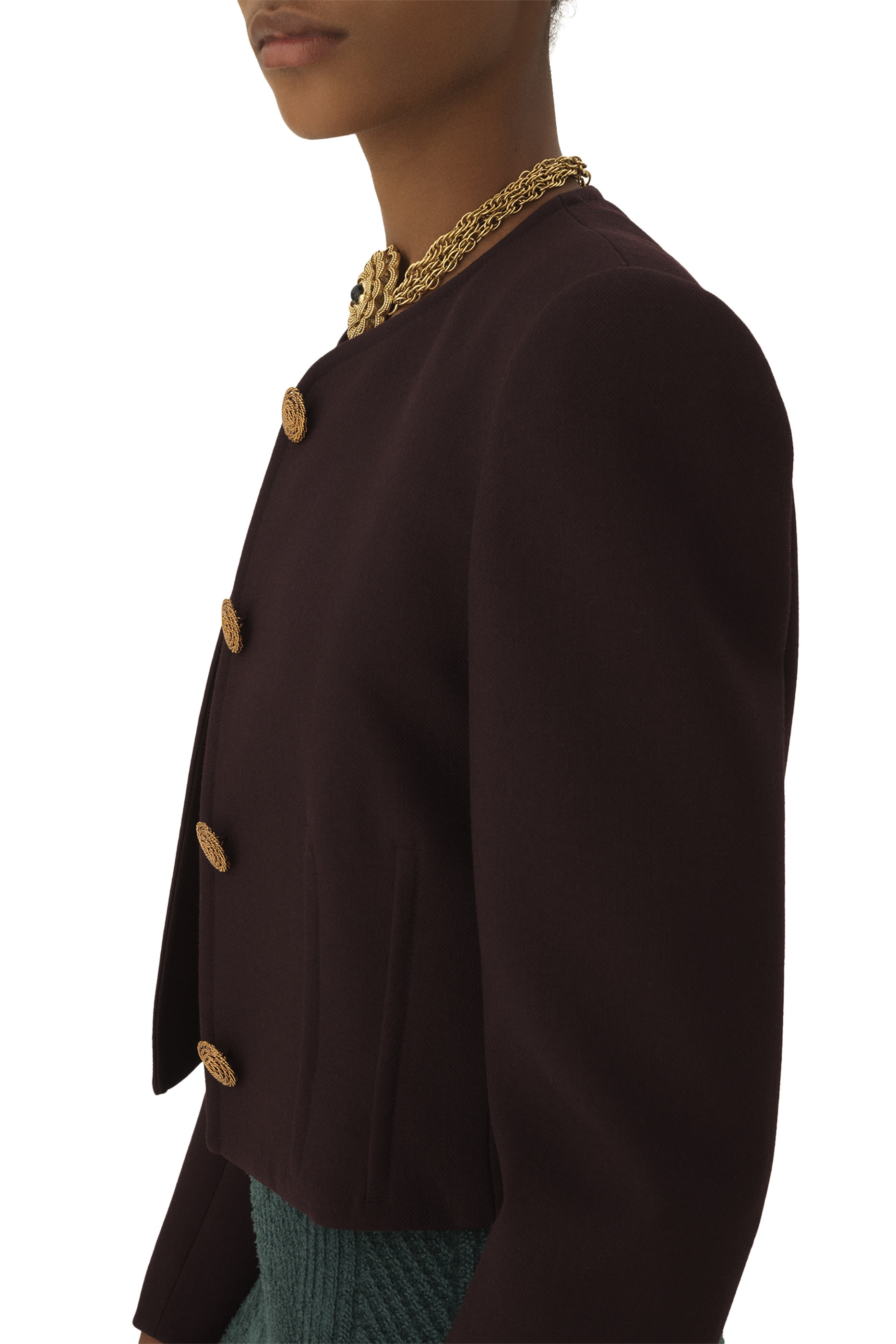 Collarless Crop Jacket