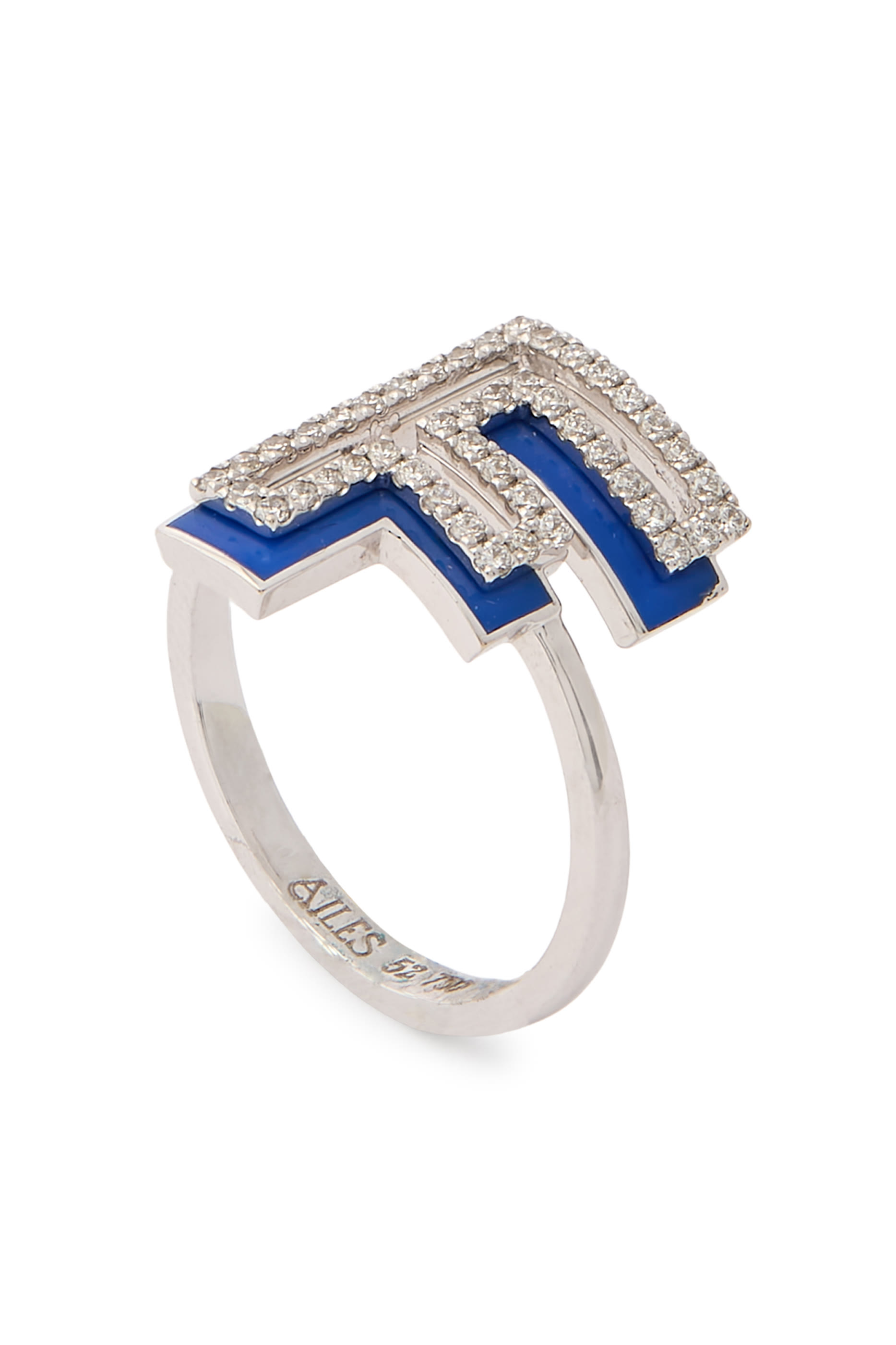 Silhouette Ring, 18K White Gold, Diamonds & Enamel