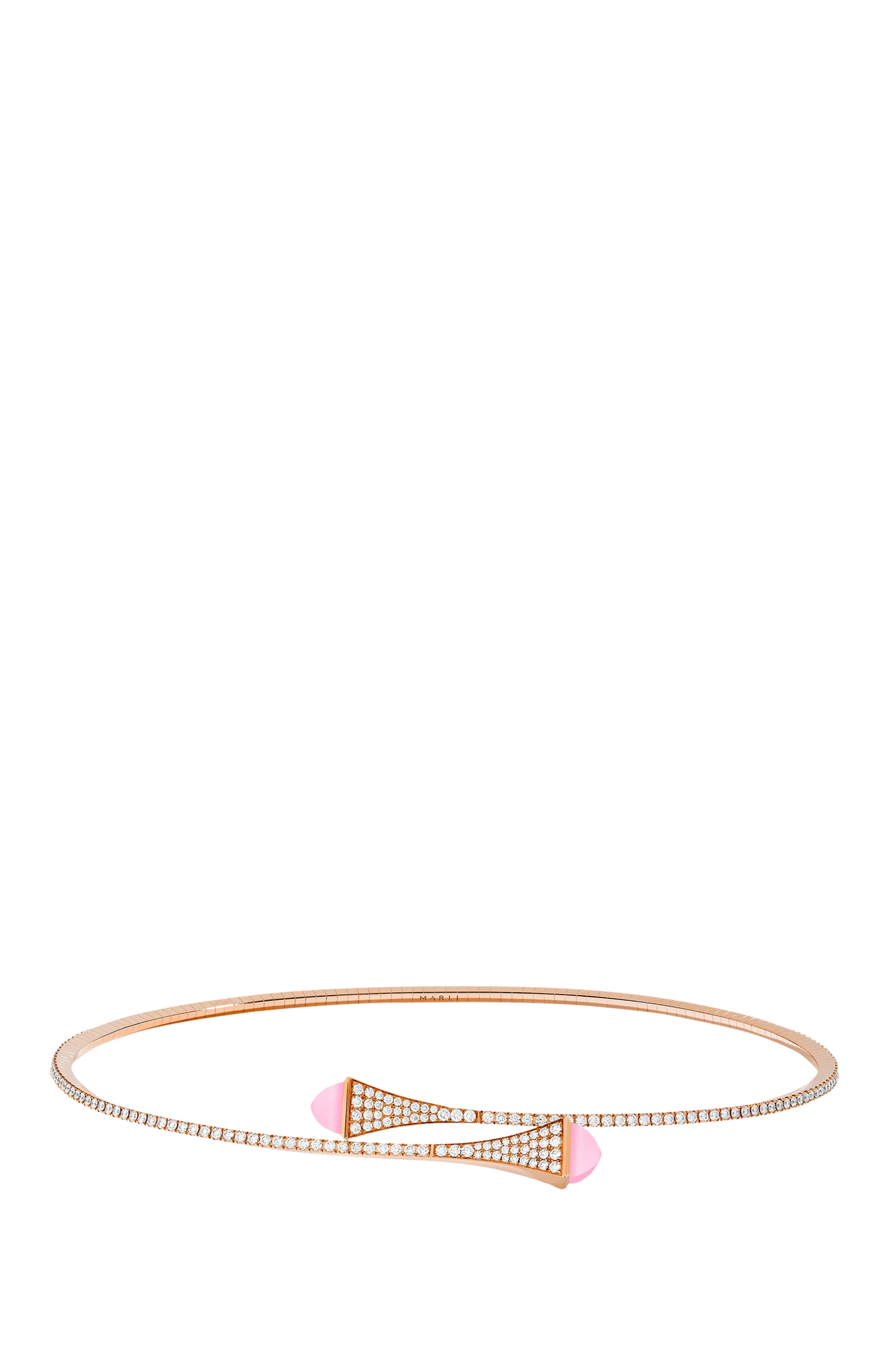 Cleo Rev Midi Necklace, 18k White Gold with Blue Chalcedony & Diamonds