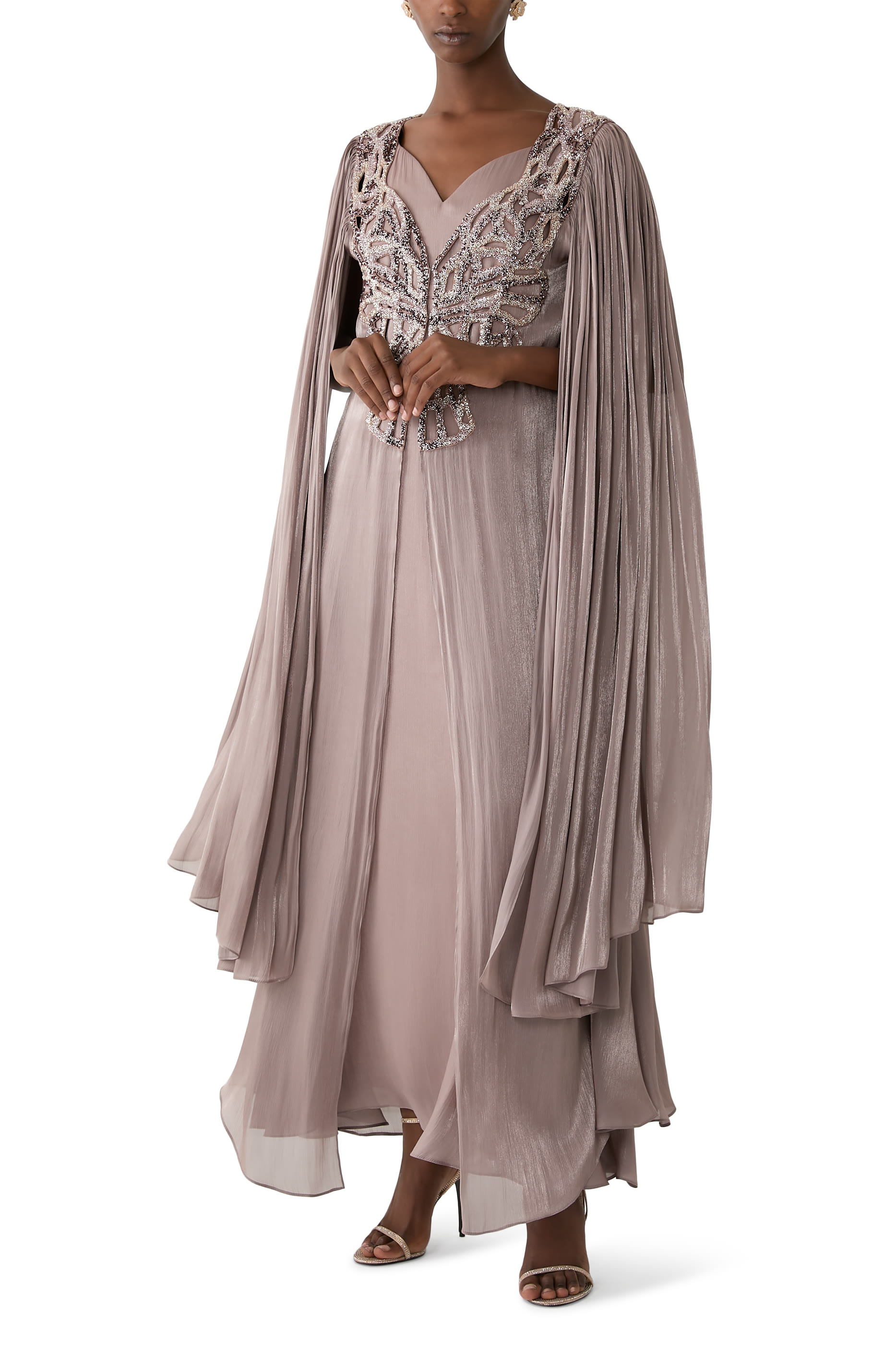 Cape Style Kaftan with Butterfly Inspired Embroidery
