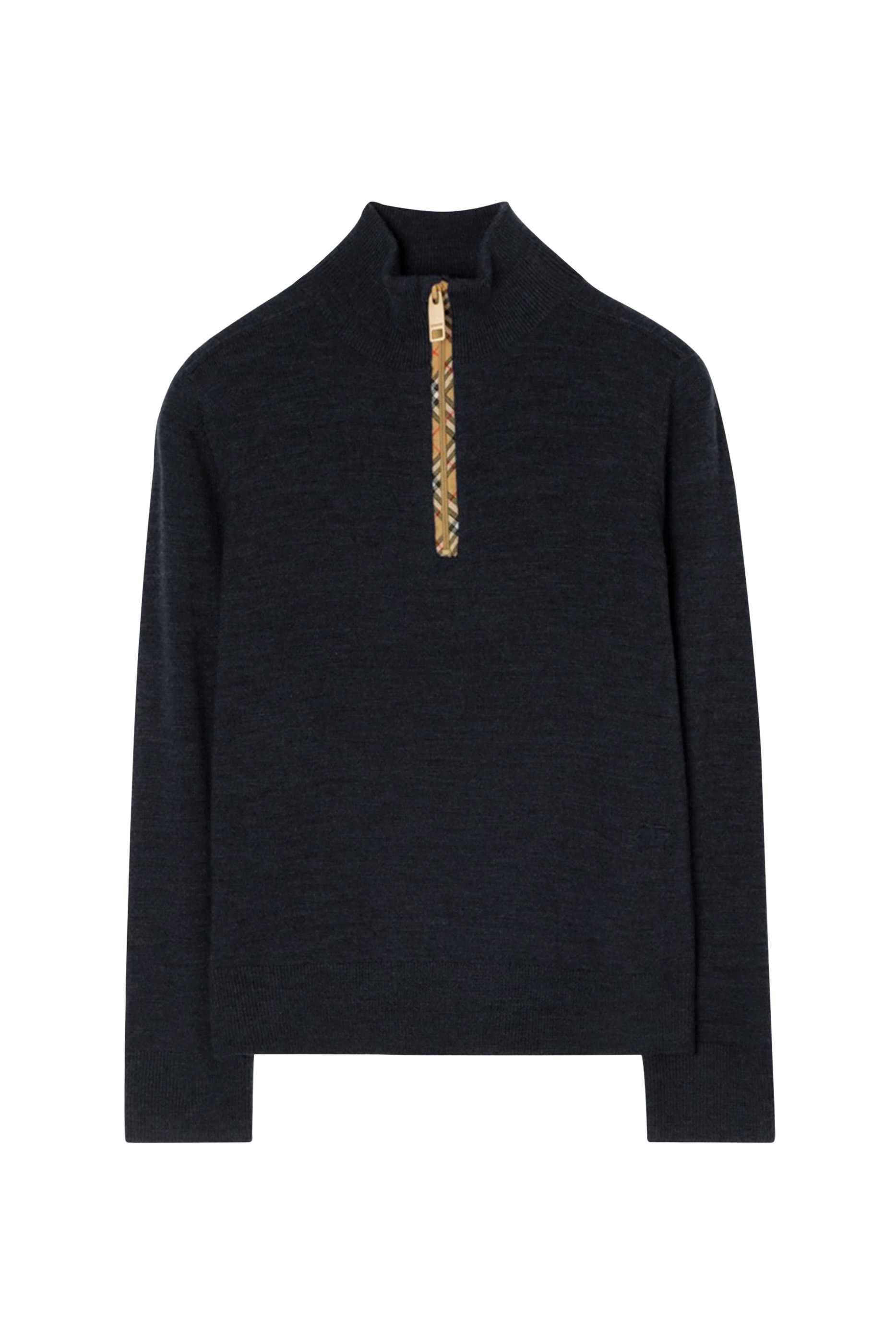 Kids Check Trim Half-Zip Sweater