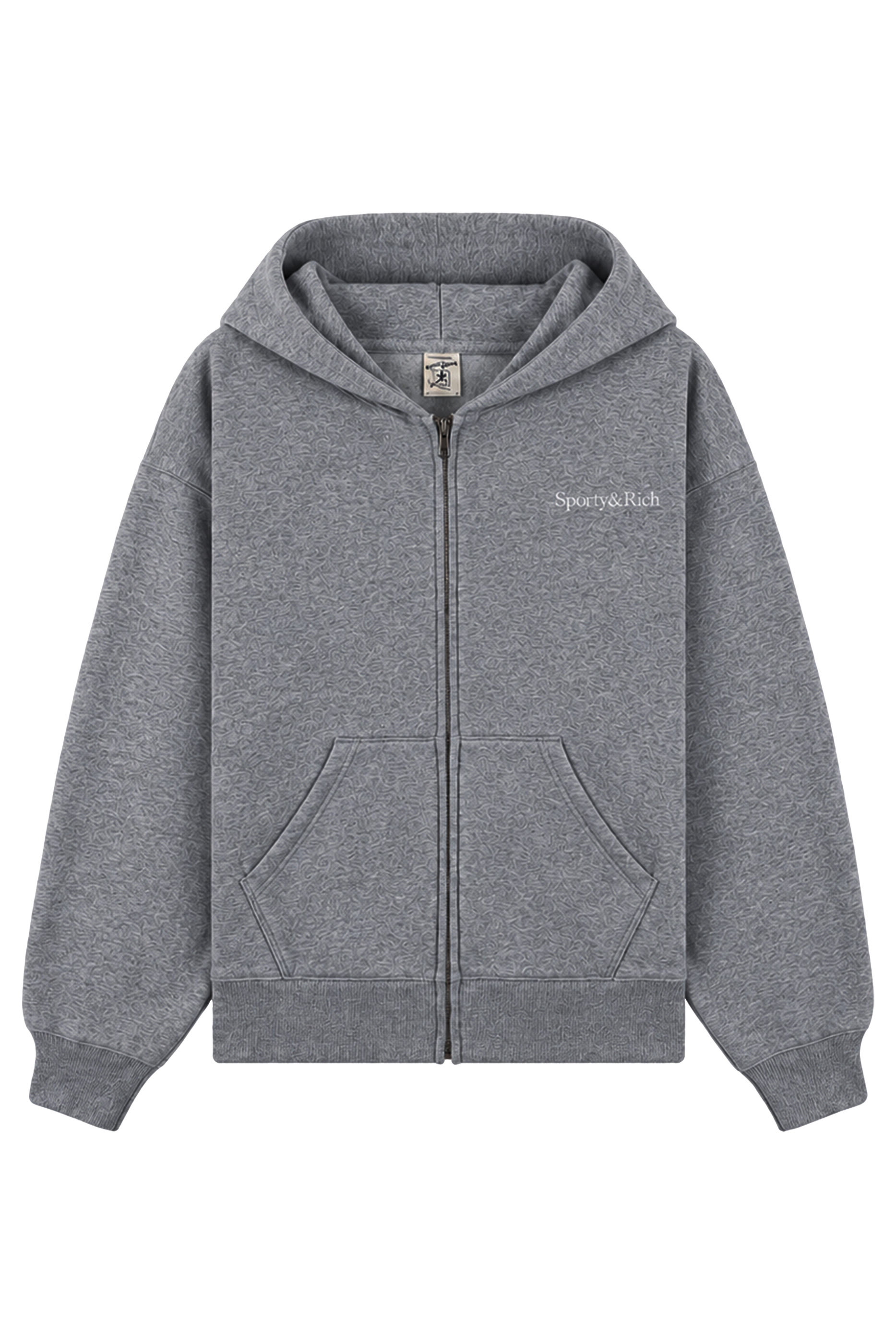 Serif Logo Embroidered Zip Hoodie