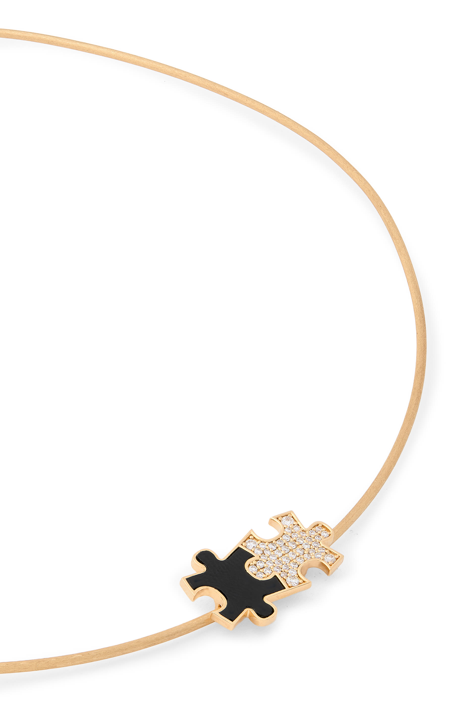 Maqta Petite Necklace, 18K Yellow Gold with Black Onyx & Diamonds