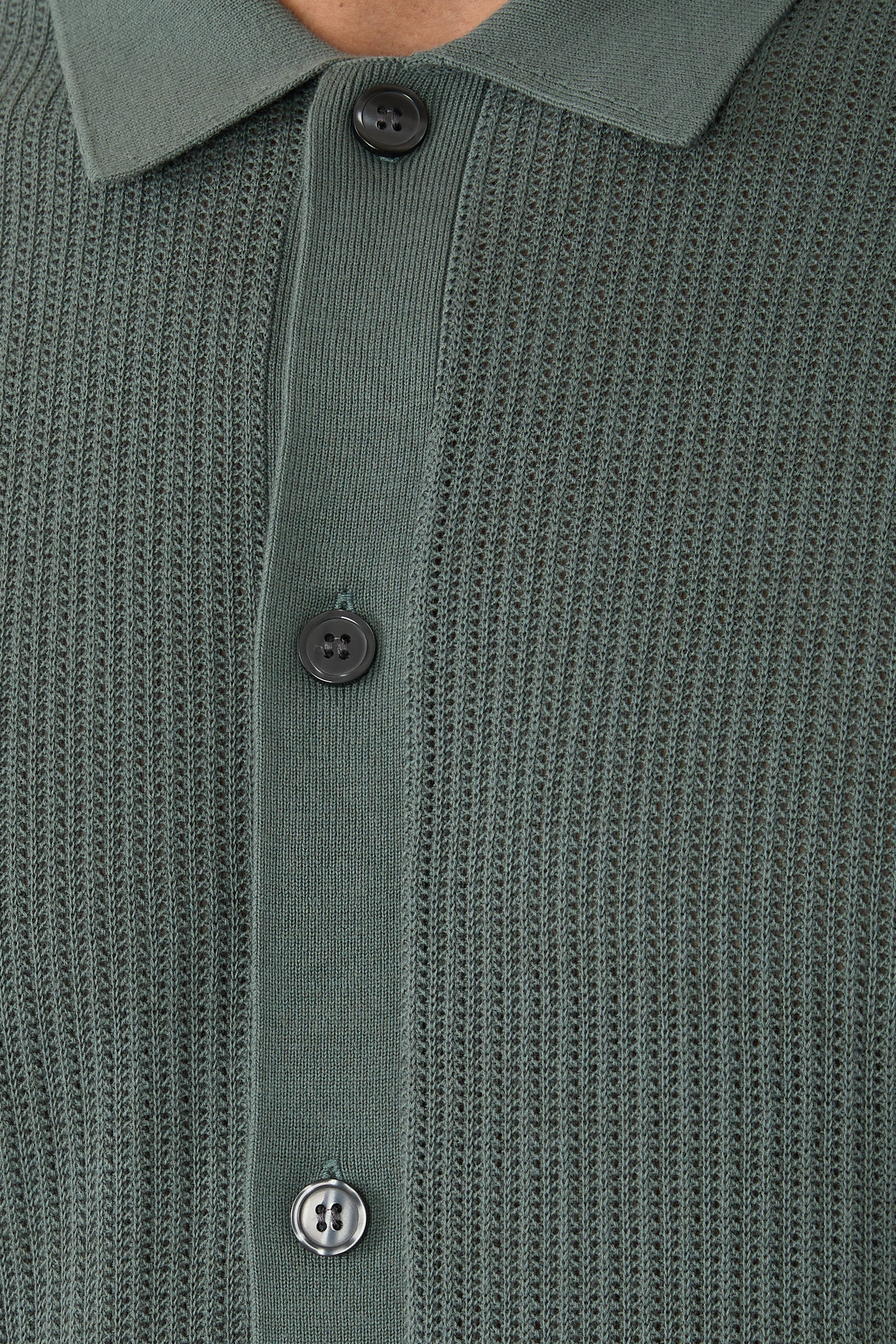 Mesh Button-Up Shirt in Cotton 
