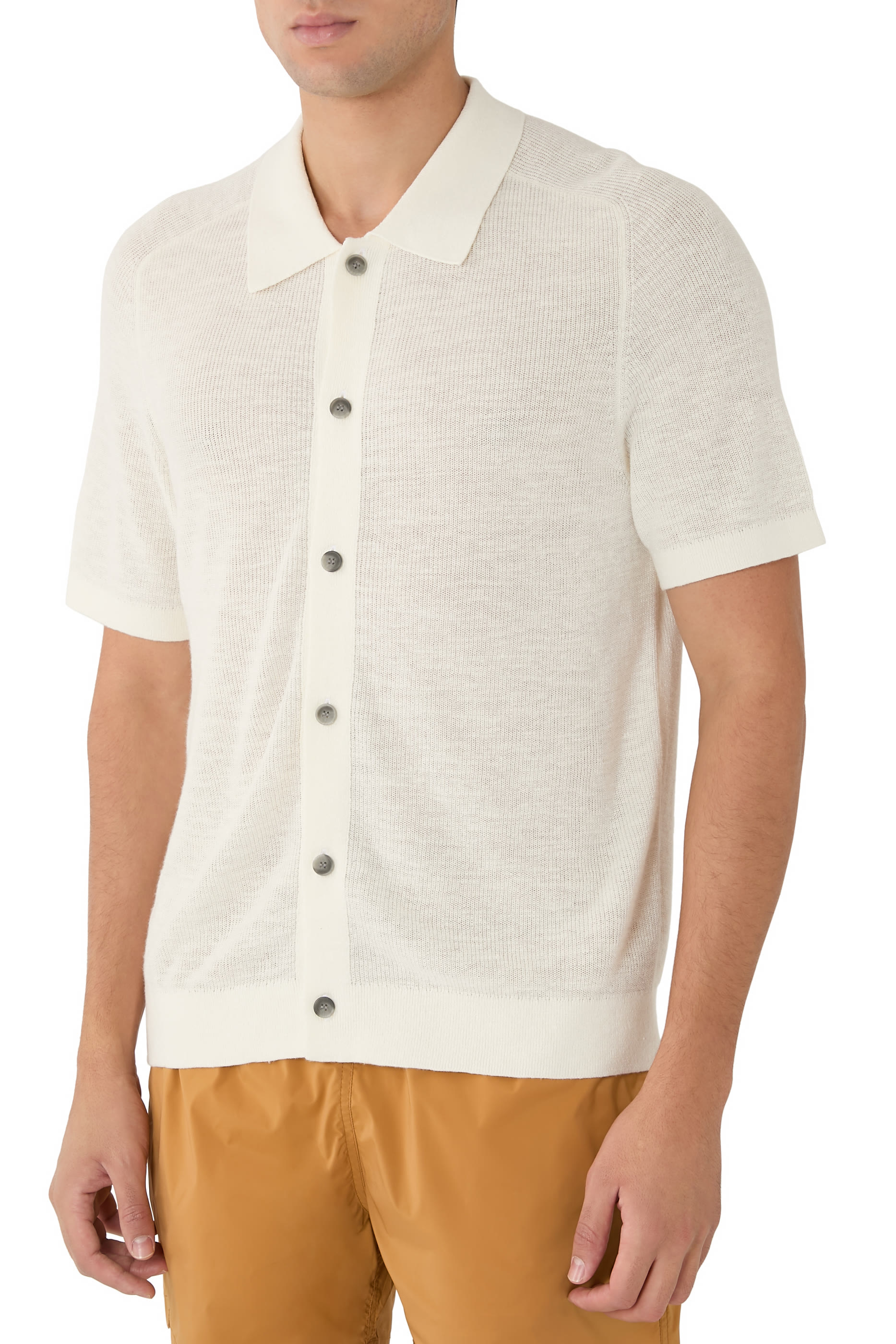 Short-Sleeve Button-Up Shirt in Pacific Linen
