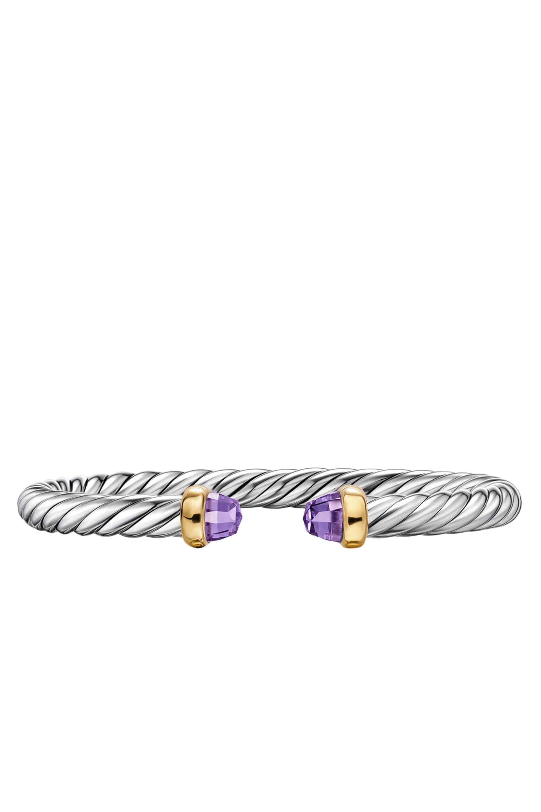 Cable Flex® Bracelet, Sterling Silver, 14K Yellow Gold & Amethyst