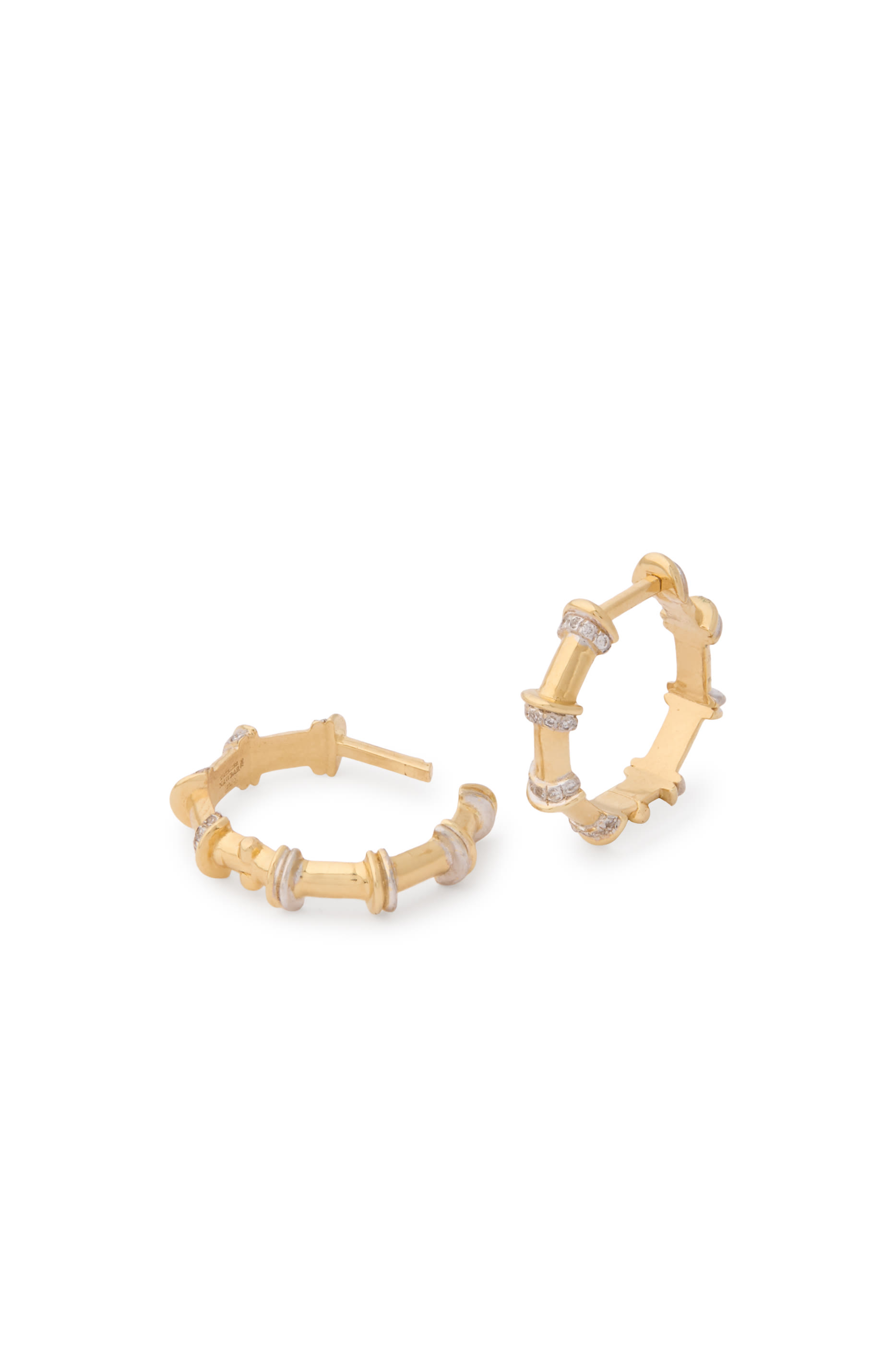 Milky Hoops, 18K Yellow Gold & Diamonds