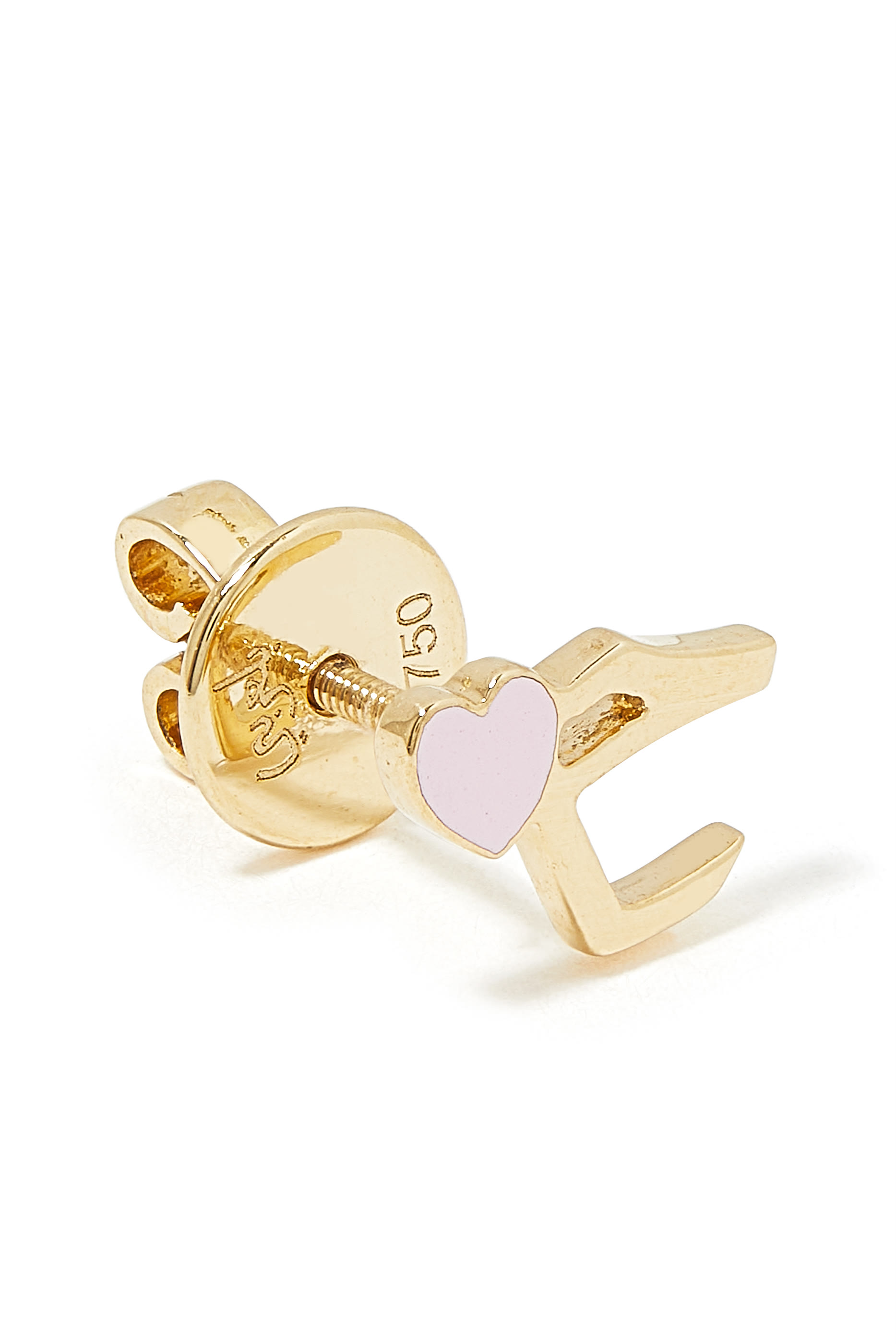 Kids Tiny Bling Heart Earrings, 18K Yellow Gold & Enamel