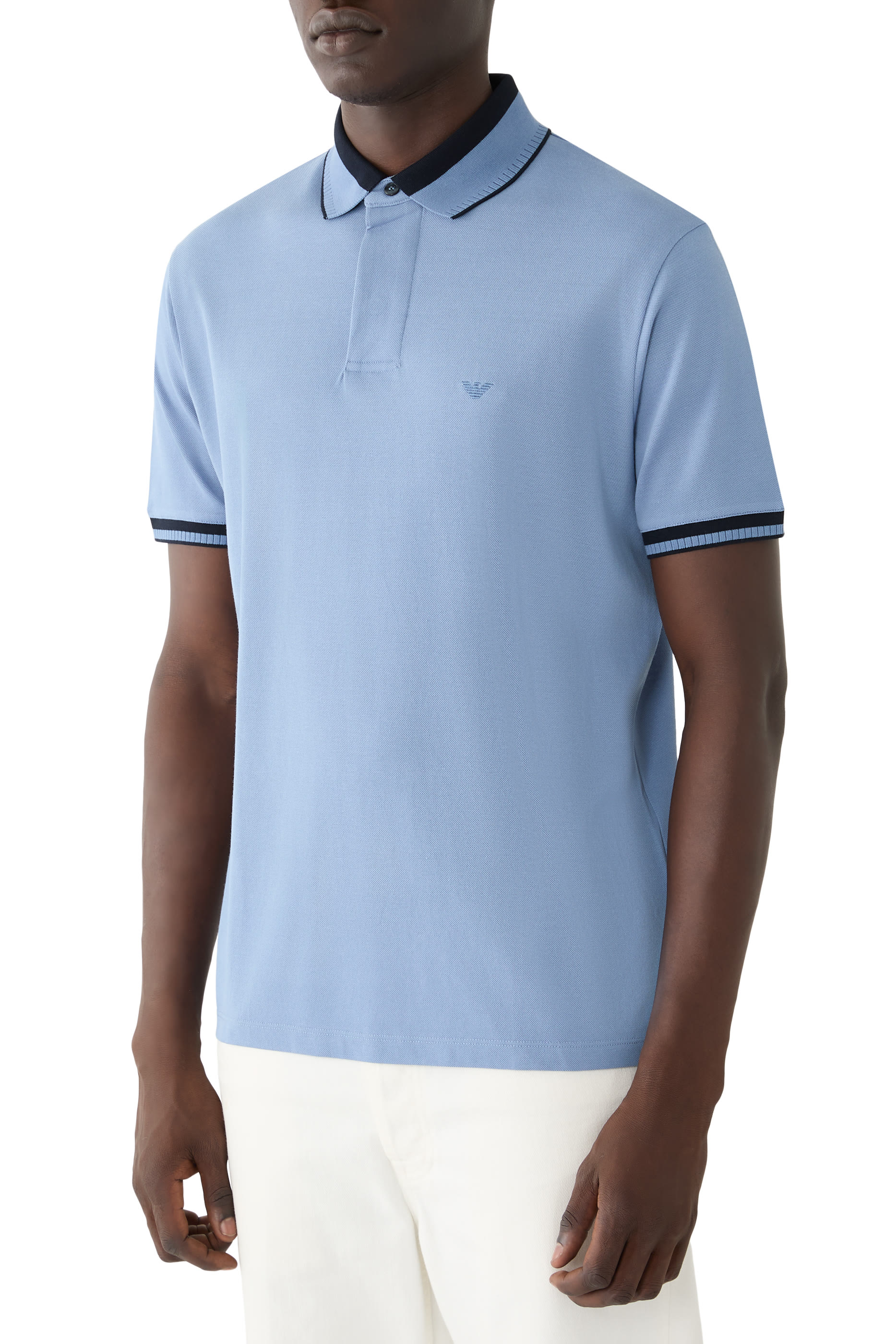 Logo Stripe Collar-Detail Polo Shirt
