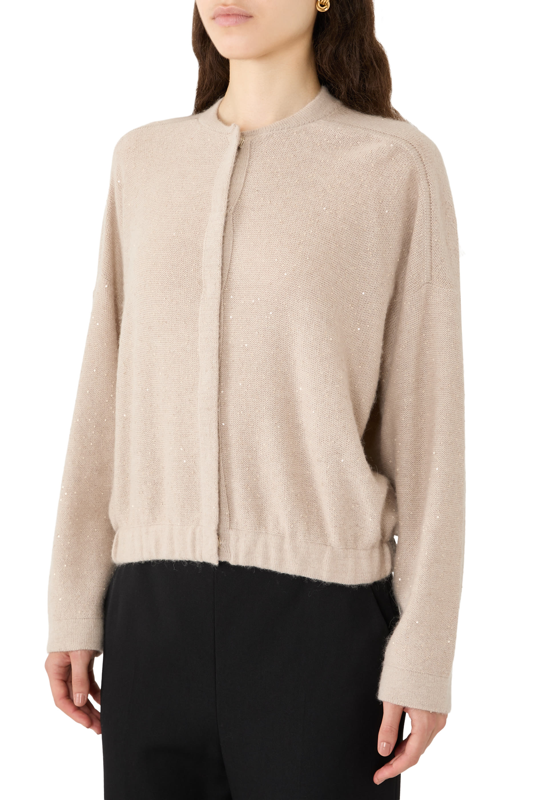  Sequinned Platinum Crewneck Cardigan