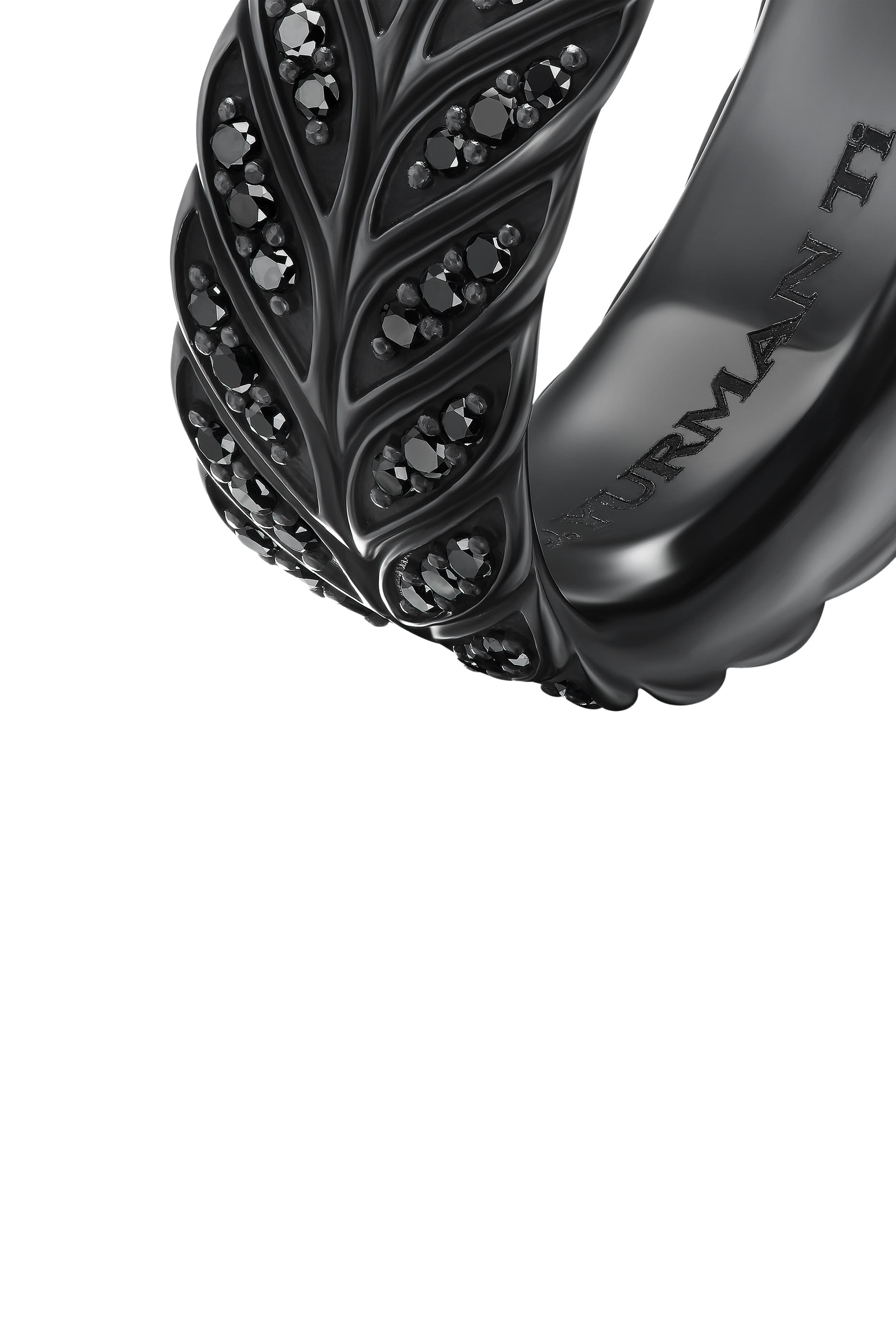 Chevron Pavé Band Ring, Black Titanium & Black Diamonds