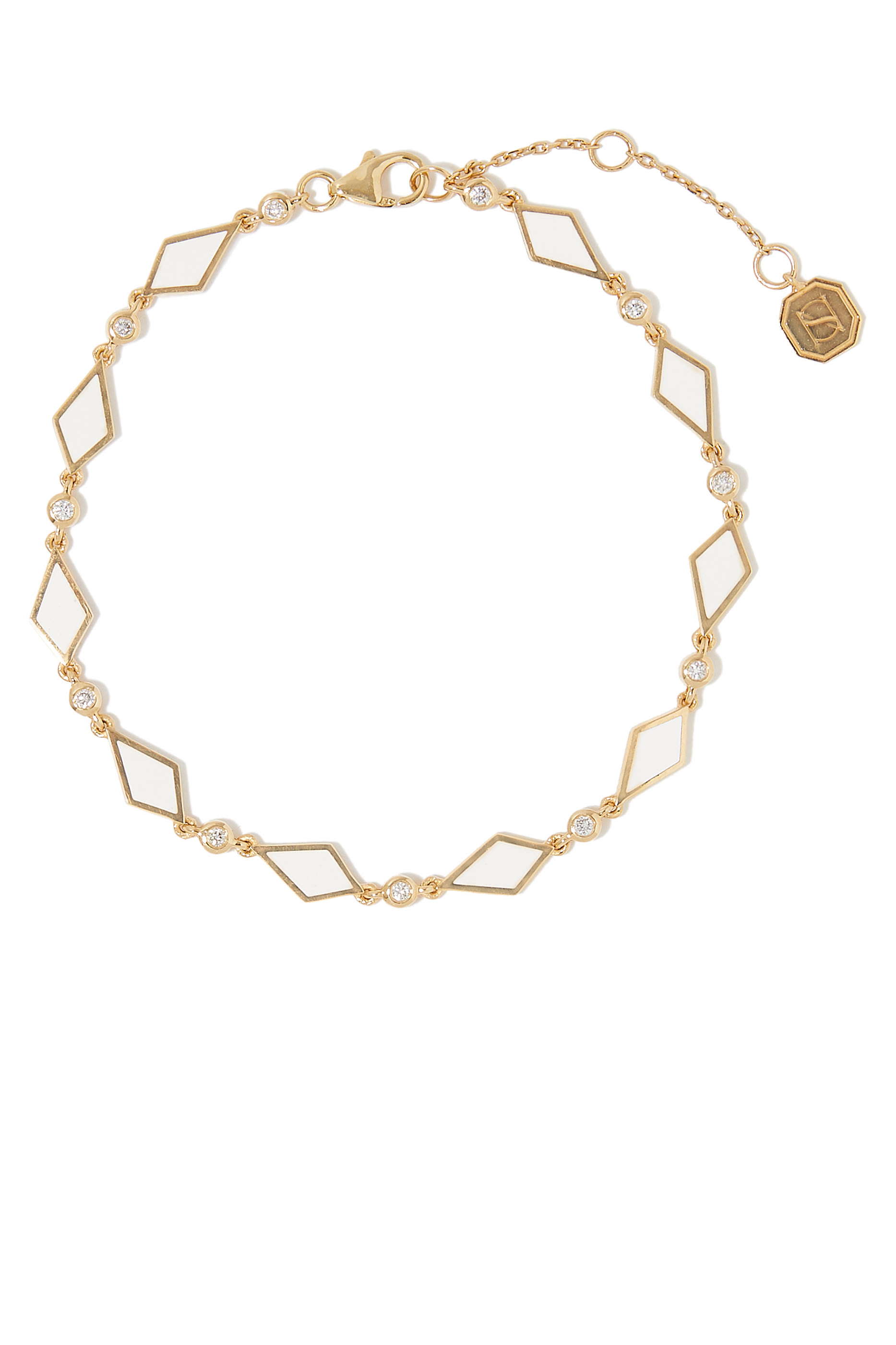 Mosaic Bracelet, 18k Yellow Gold with Diamonds
