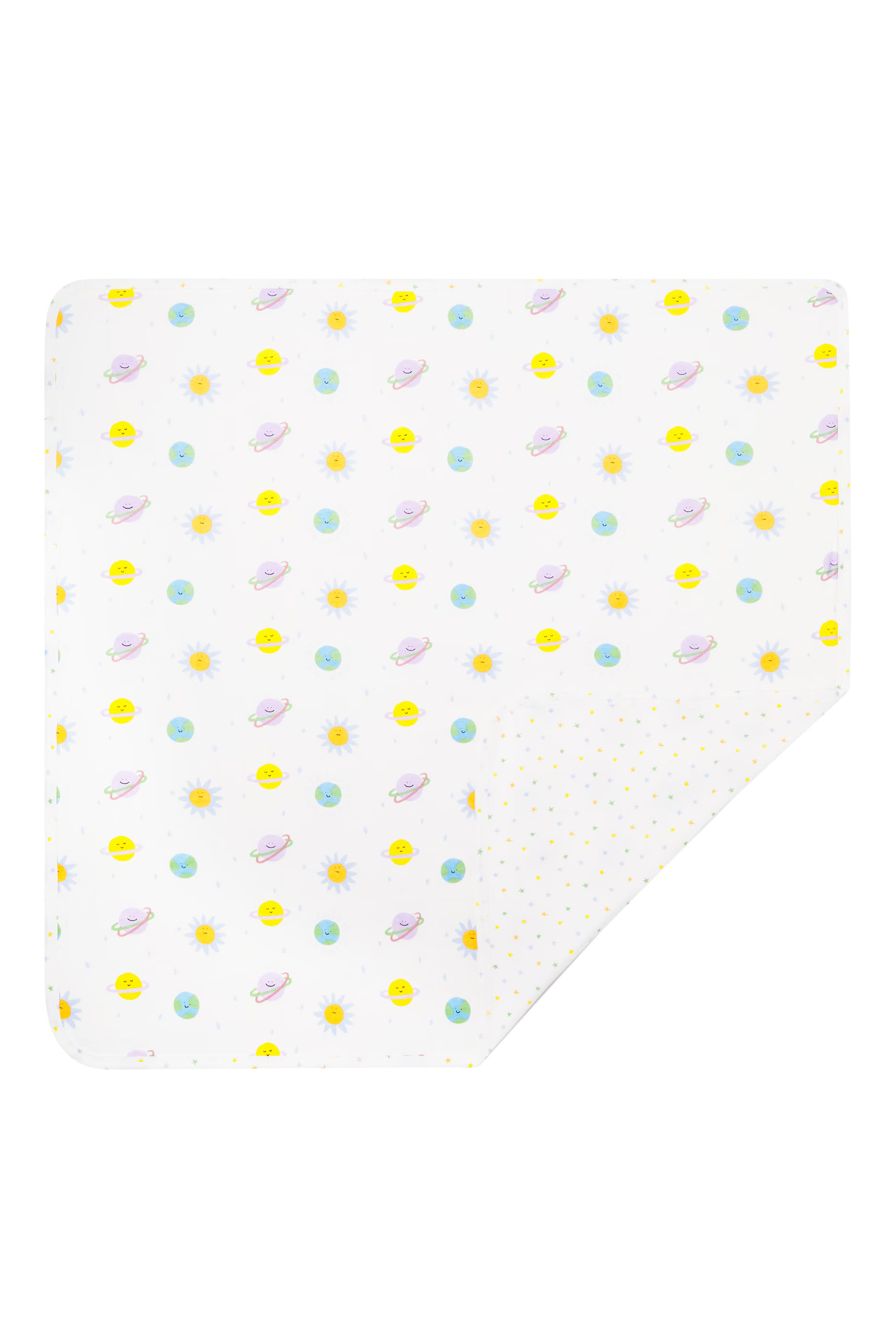 Kids Planets Printed Romper, Hat, and Blanket Set