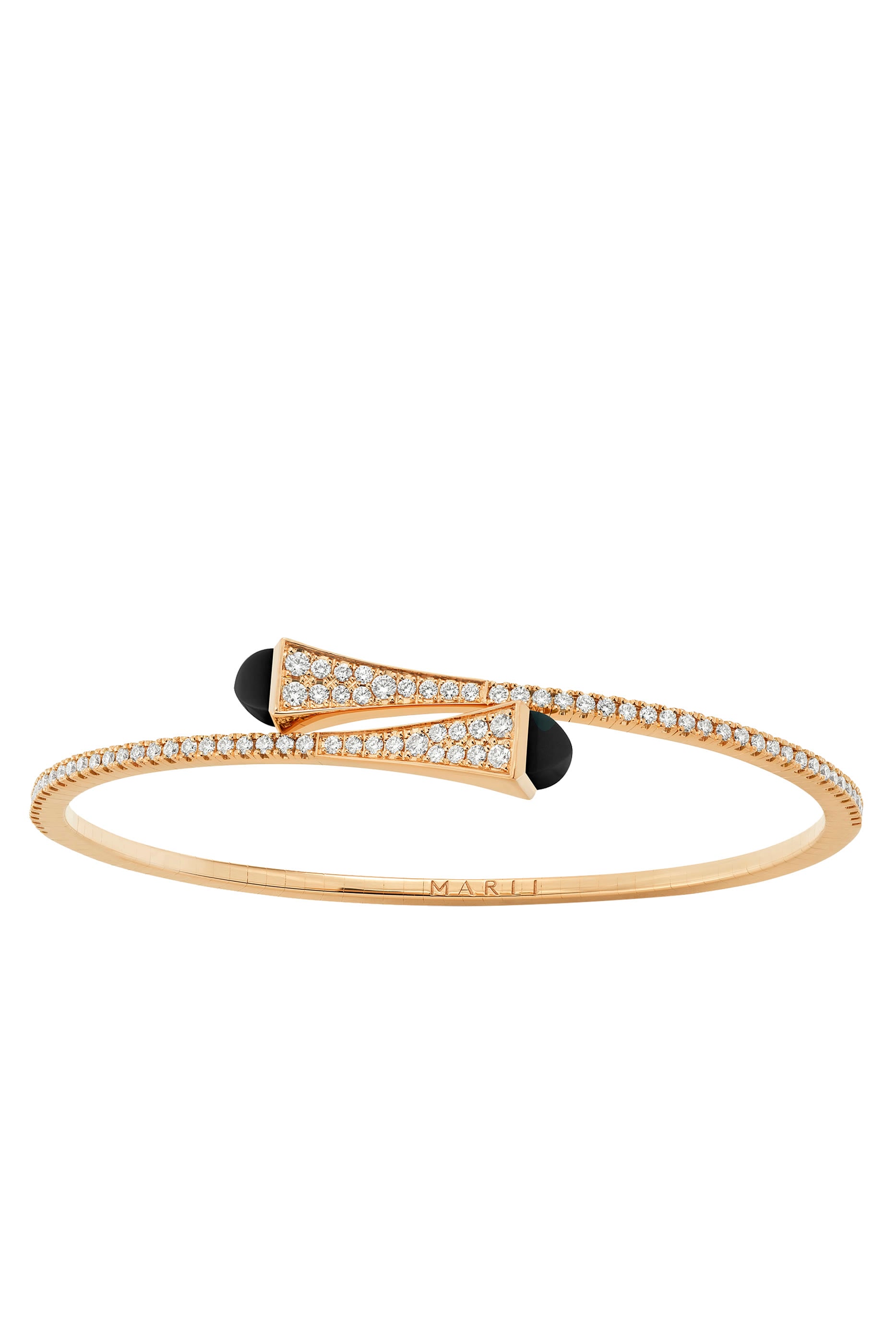 Cleo Slim Bangle, 18k Pink Gold with Black Onyx & Diamonds