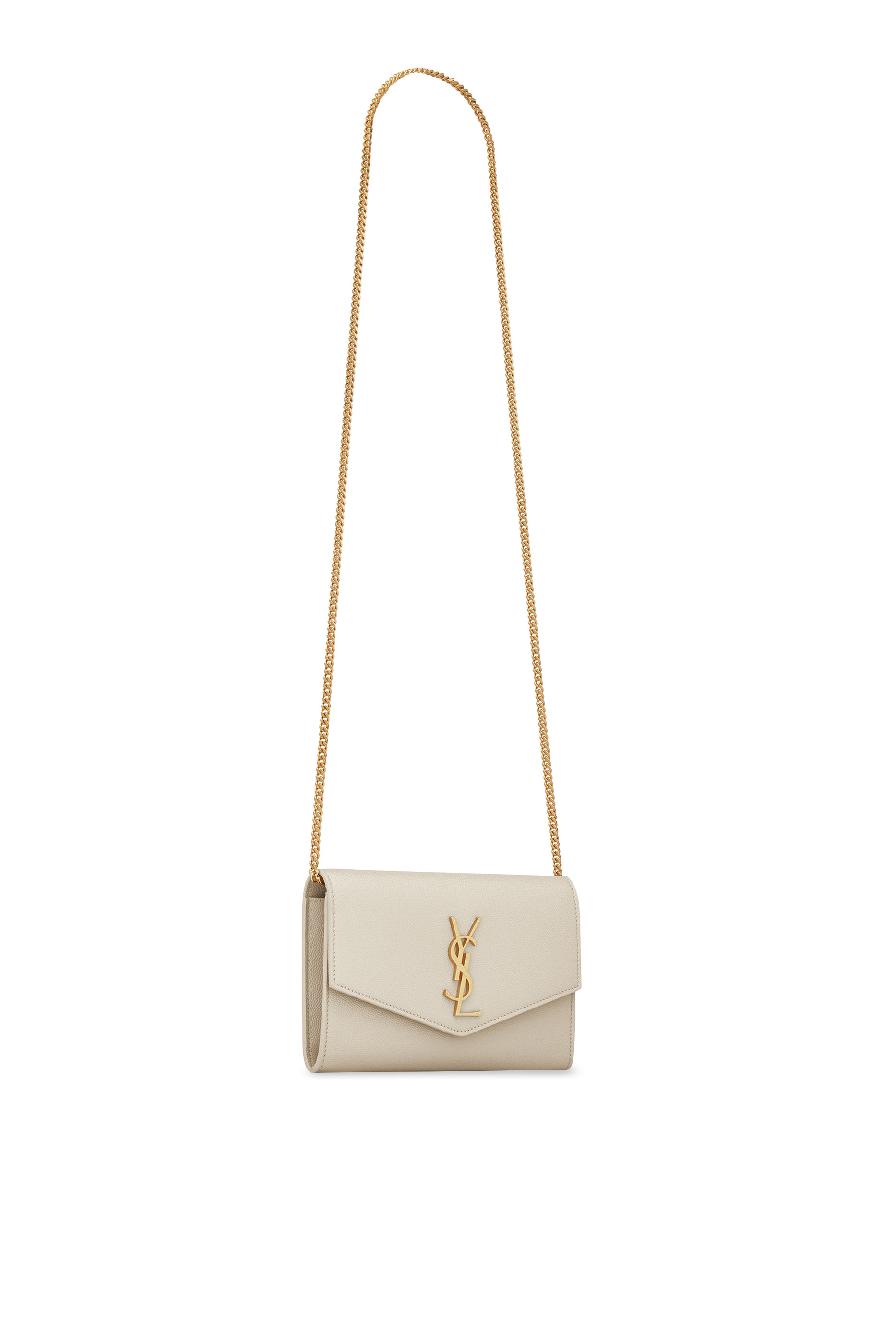 Uptown Chain Wallet In Grain De Poudre Embossed Leather 