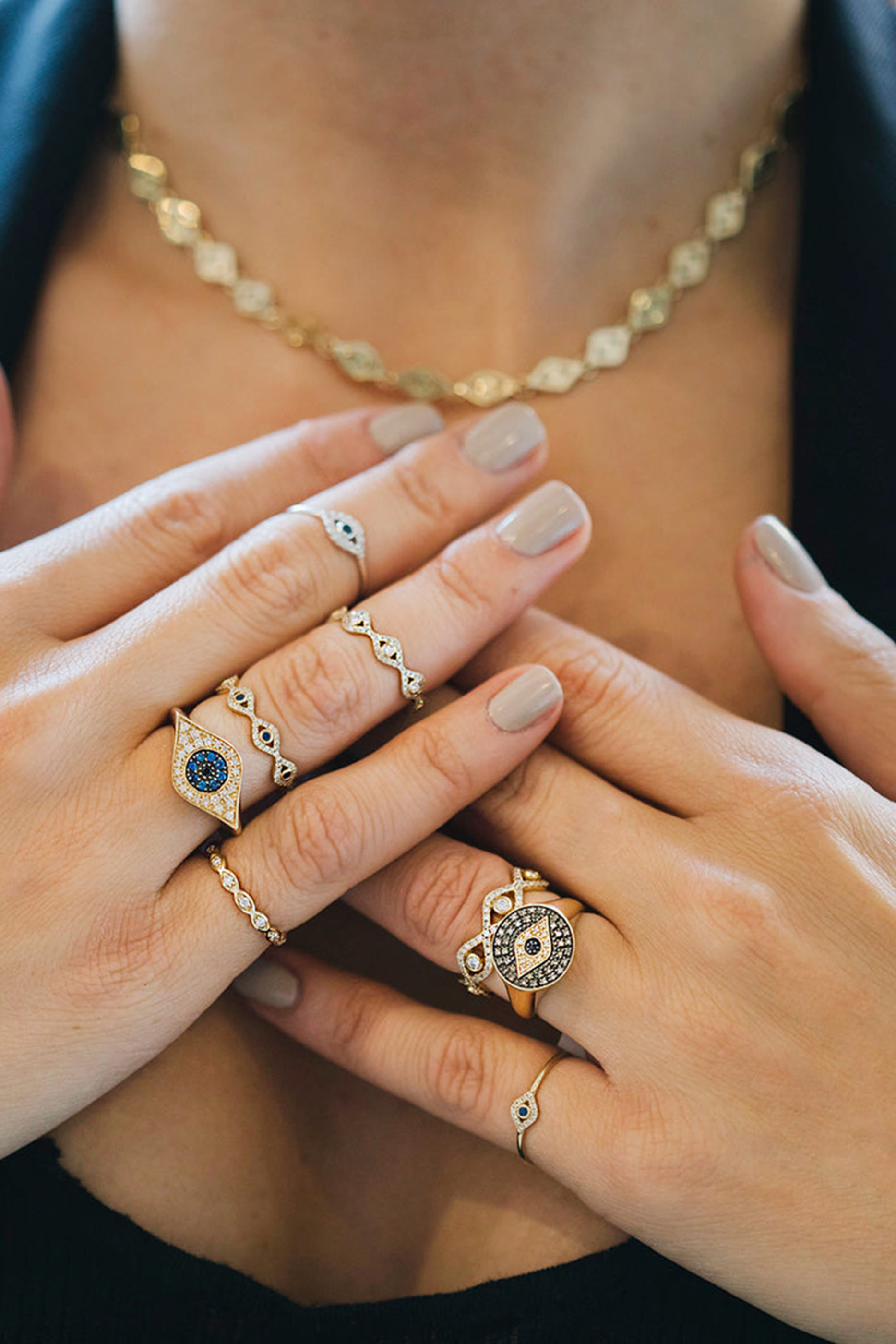 Small Bezel Evil Eye Ring