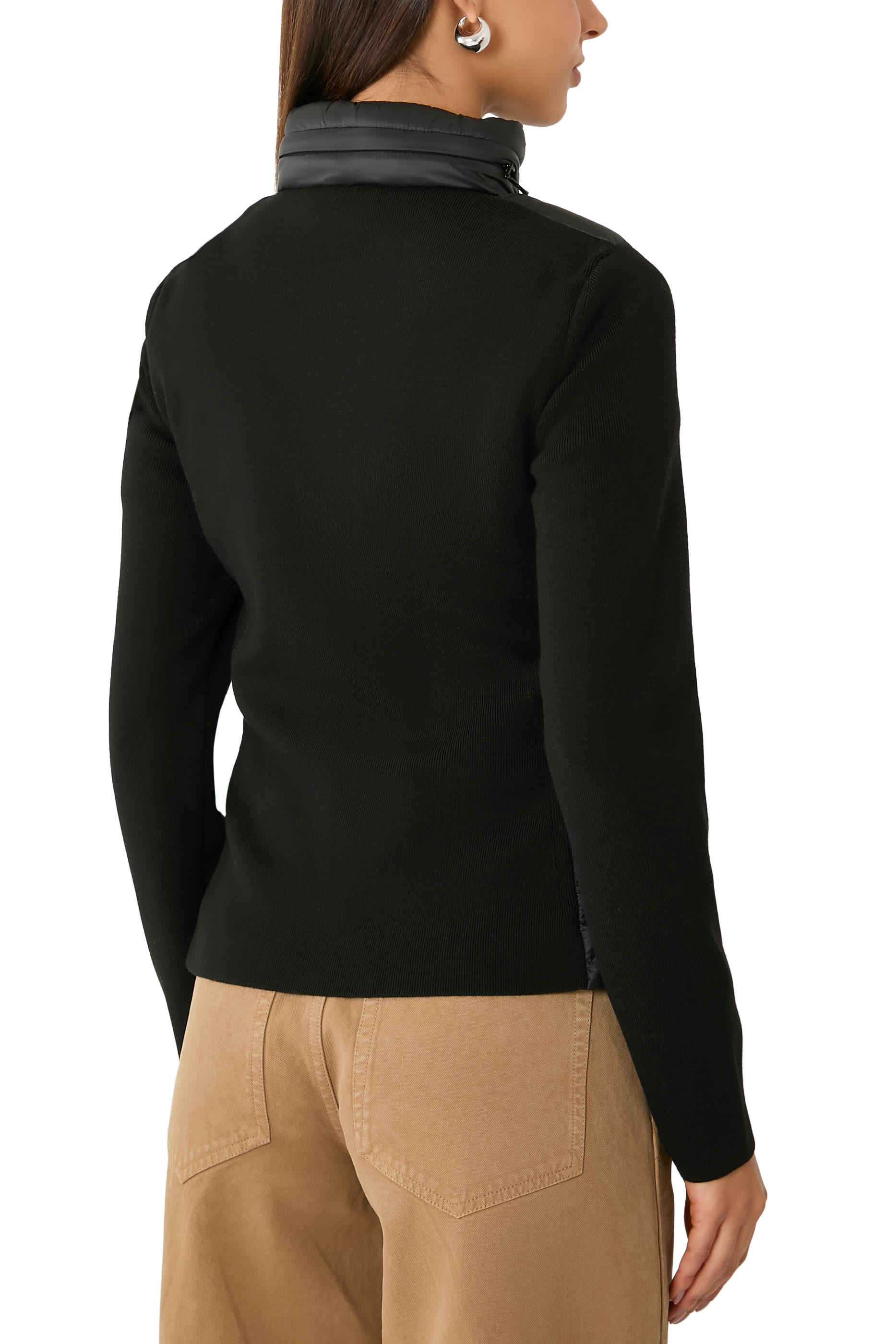 Padded Wool Zip-Up Cardigan