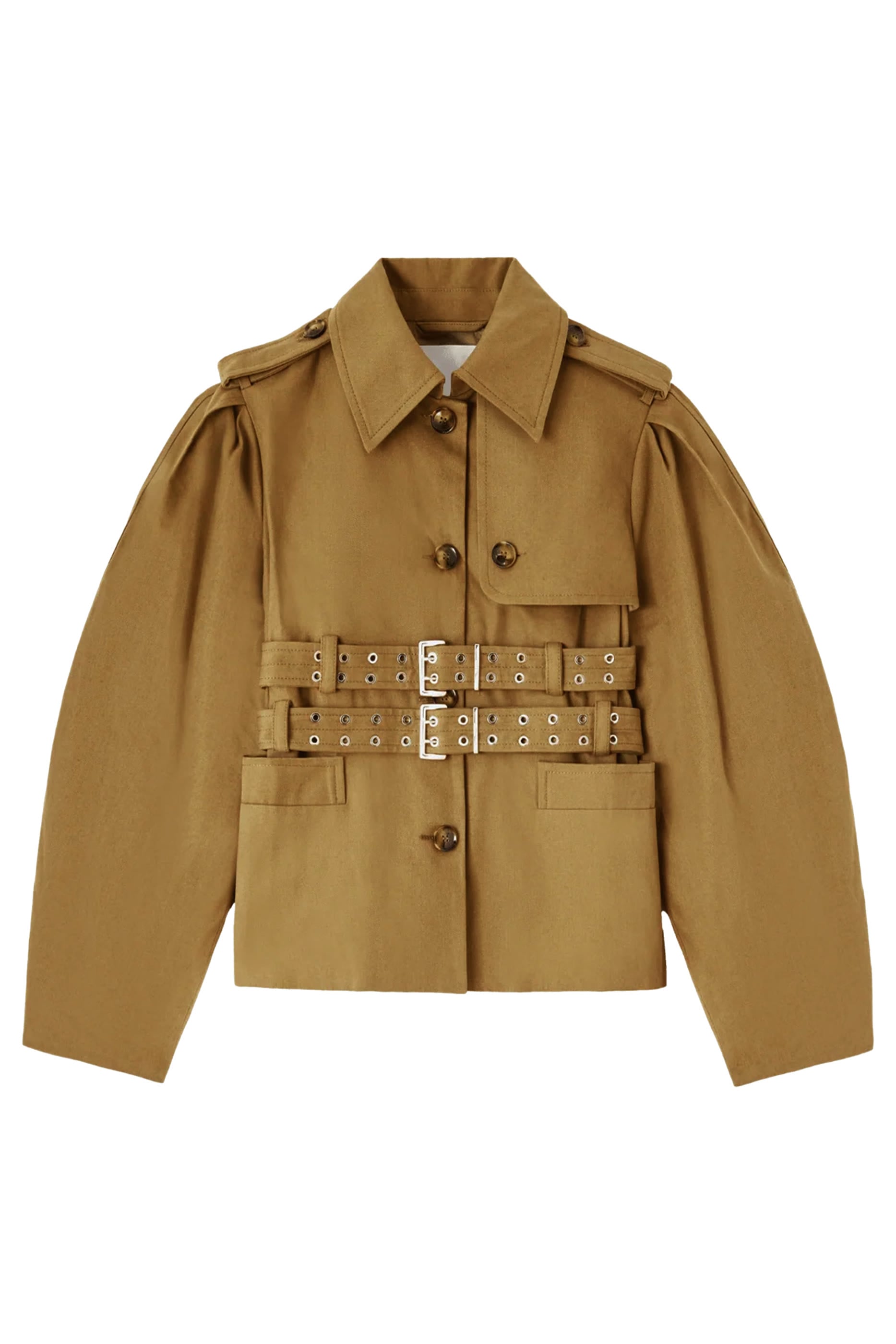 Belted Puff Sleeves Jacket