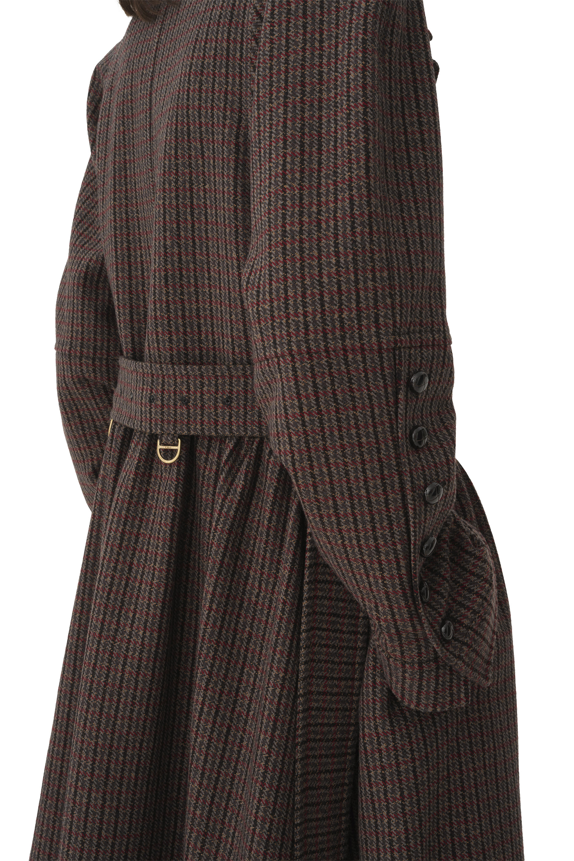 Double-Breasted Riding Coat in Houndstooth Wool