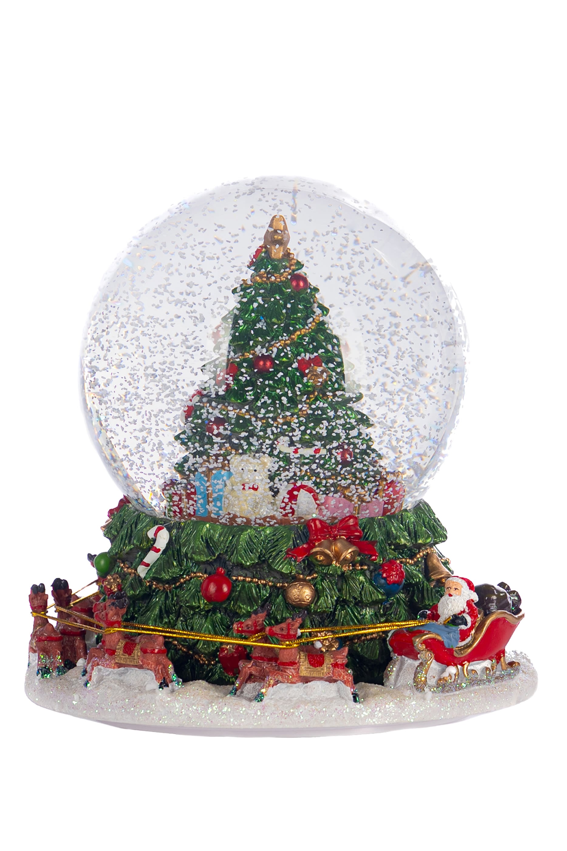 Musical Christmas Tree with Santa & Sleigh Snow Globe