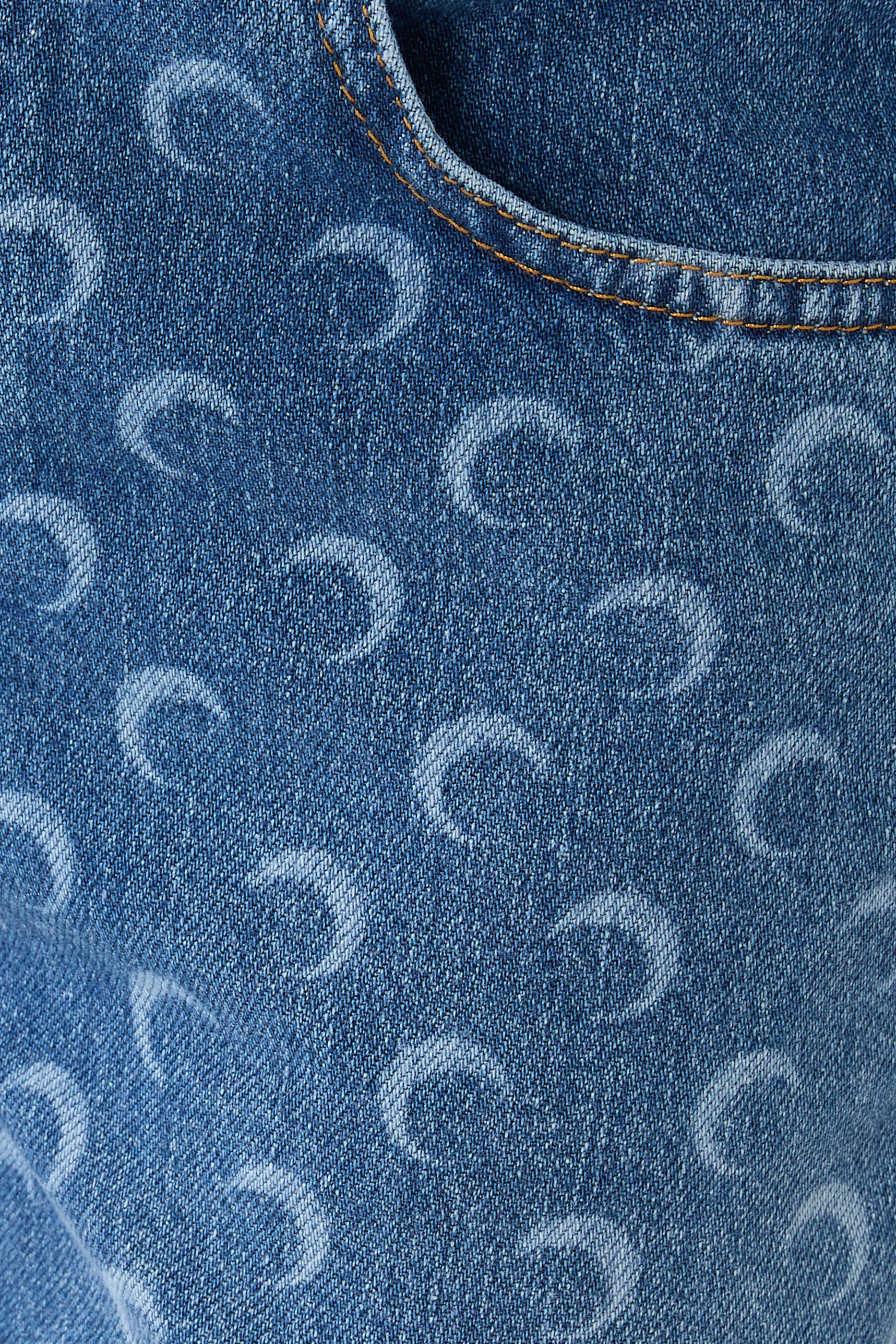 Moon Laser Blue Wash Denim Straight Jeans